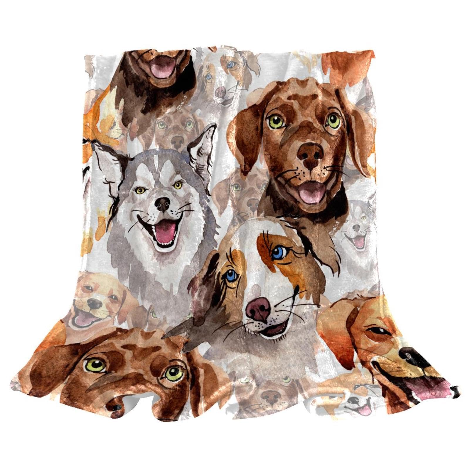 Couverture Polaire Chiens Couverture De Canapé Couverture De Lit pour Chambre Salon Bureau 150×200cm