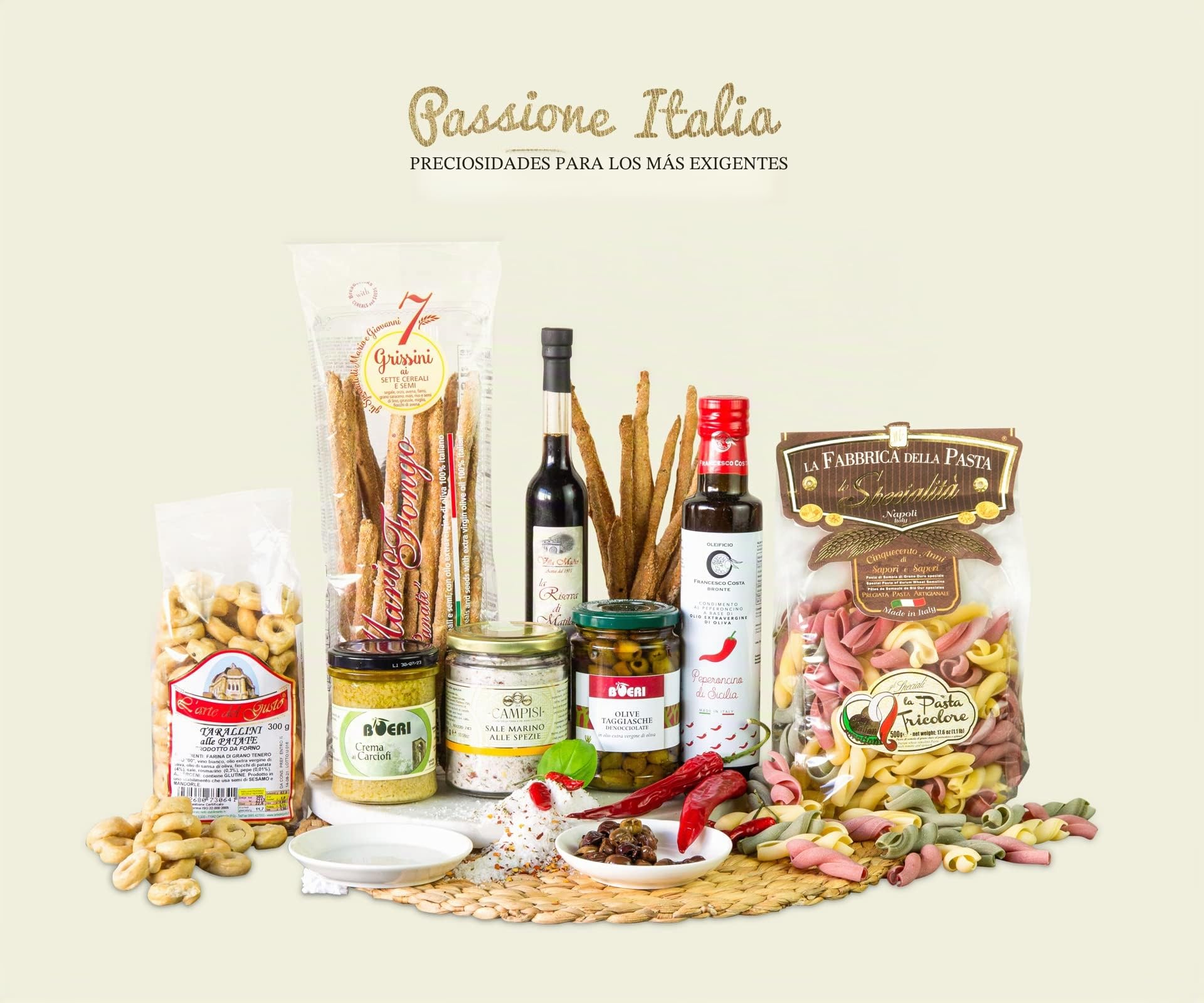 Cesta de regalo de delicatessen VEGETARISCHE GUSTOSO con especialidades italianas seleccionadas sin alcohol