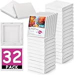 Mini Canvases for Painting - 10PCS 5x5In Bulk Profile Small Square Canvases - 100% Cotton Mini Stretch Canvas for Children's Painting Art Supplies, School Home Decorating Projects