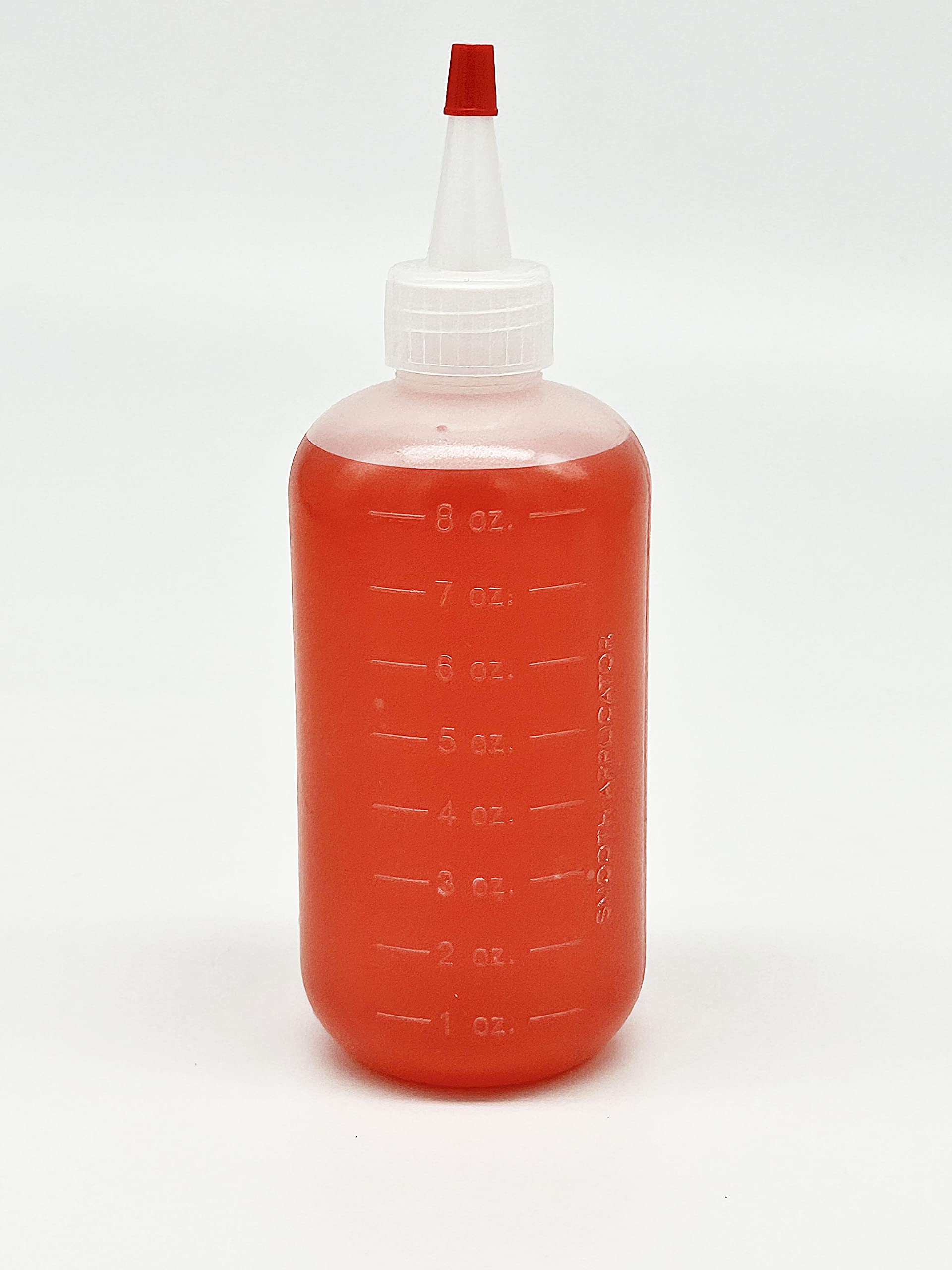 8 oz. Yorker Type Bottles with Red Tip Cap - Durable LDPE Plastic for Easy Dispensing of Oils, Liquids, and Solvents - Ideal for Crafts, Medical Use, and Cooking Prep - Pack of 4