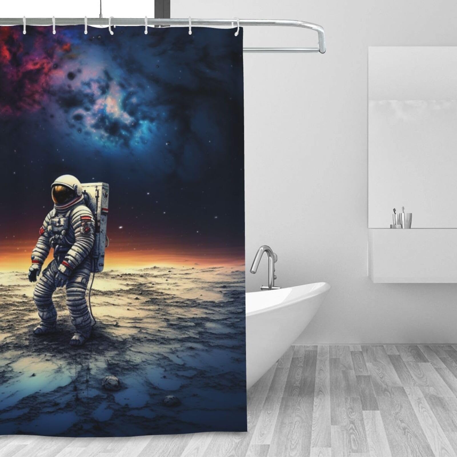 Rideau de douche astronaute 183x183 imperméable pour réchauffer votre salle de bain en hiver