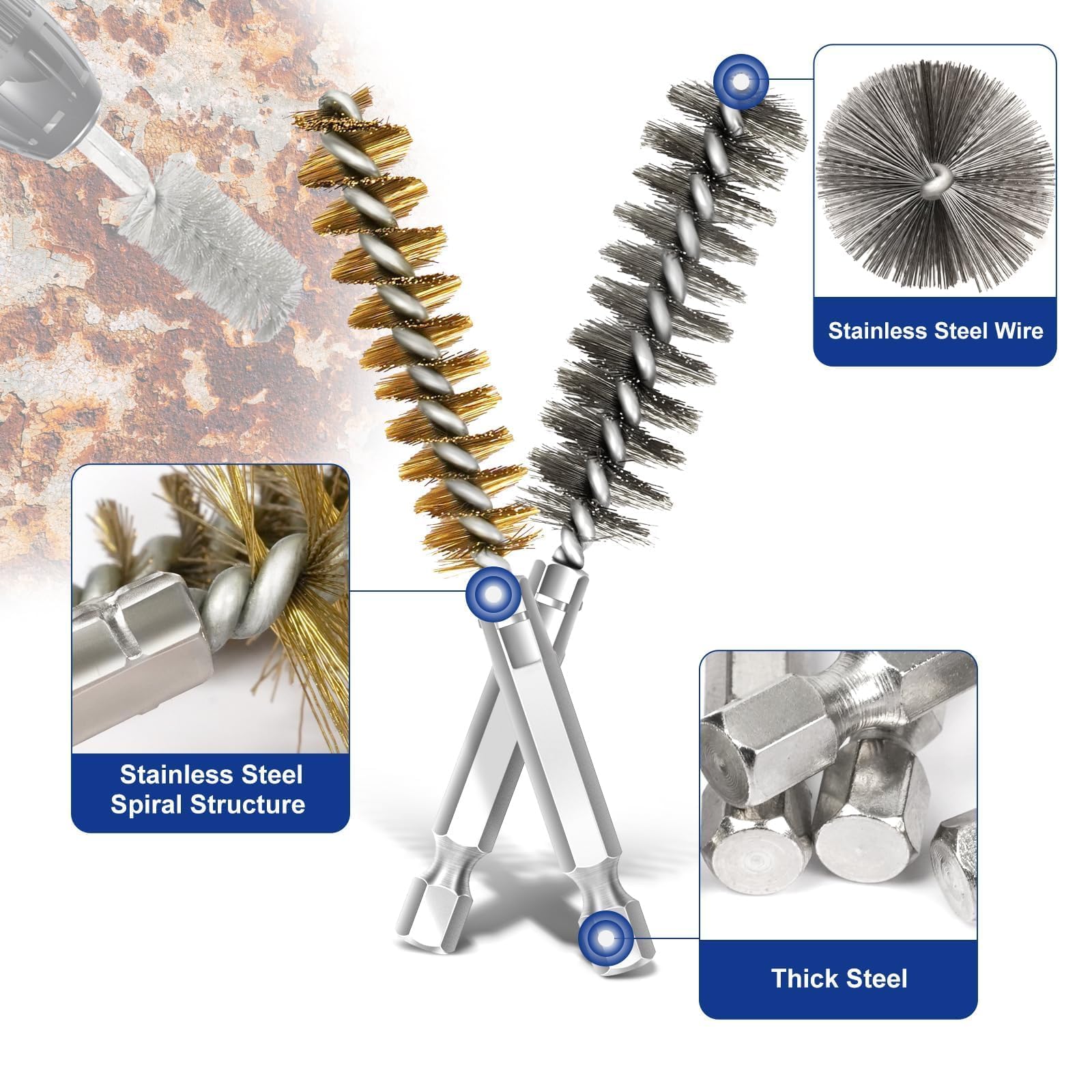 Bore Brush Set - 18 Pcs Stainless Steel Cleaning Brushes -3 Bore Brush Set - 18 Pcs Stainless Steel Cleaning Brushes -3