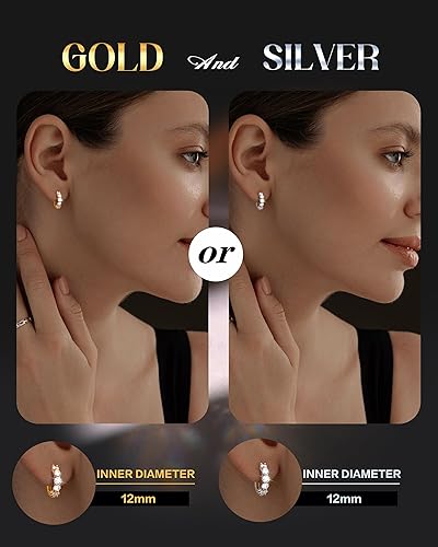 Miniatura 5 de Moissanite Hoop Earrings,2.0ct D Color 14K Gold Plated Brilliant Round Cut Earrings S925 Sterling Silver Huggie Earring for Women Men