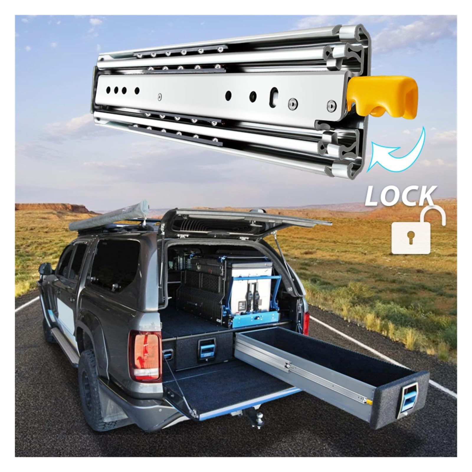 1 paio di guide for cassetti da 220 kg, con cuscinetto a sfere a estensione completa(Without Lock,40inch 1016mm)