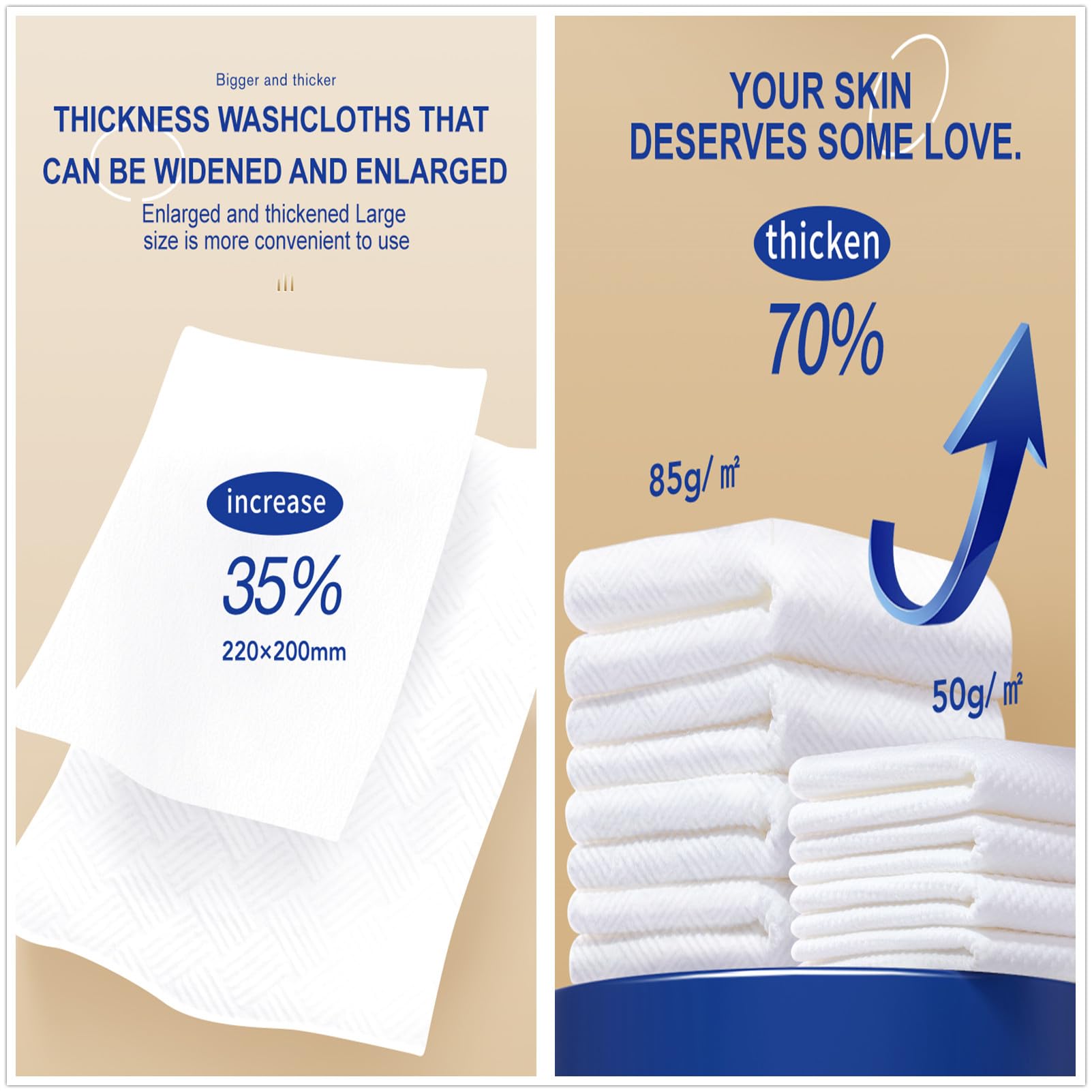 USTEL miękkie suche chusteczki do twarzy, 100% USDA Biobased Jednorazowy ręcznik do twarzy, na mokro i na sucho, czysty ręcznik do oczyszczania skóry wrażliwej, pielęgnacji niemowląt, demakijażu, 60