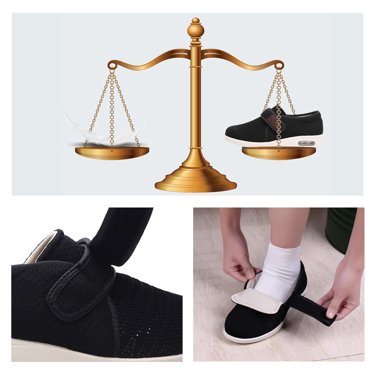 Zapatos Diabéticas para Mujer Hombre Ajustables Zapatillas de Sin Deslizamiento Zapato Malla Transpirables Caminando para Pies Anchos