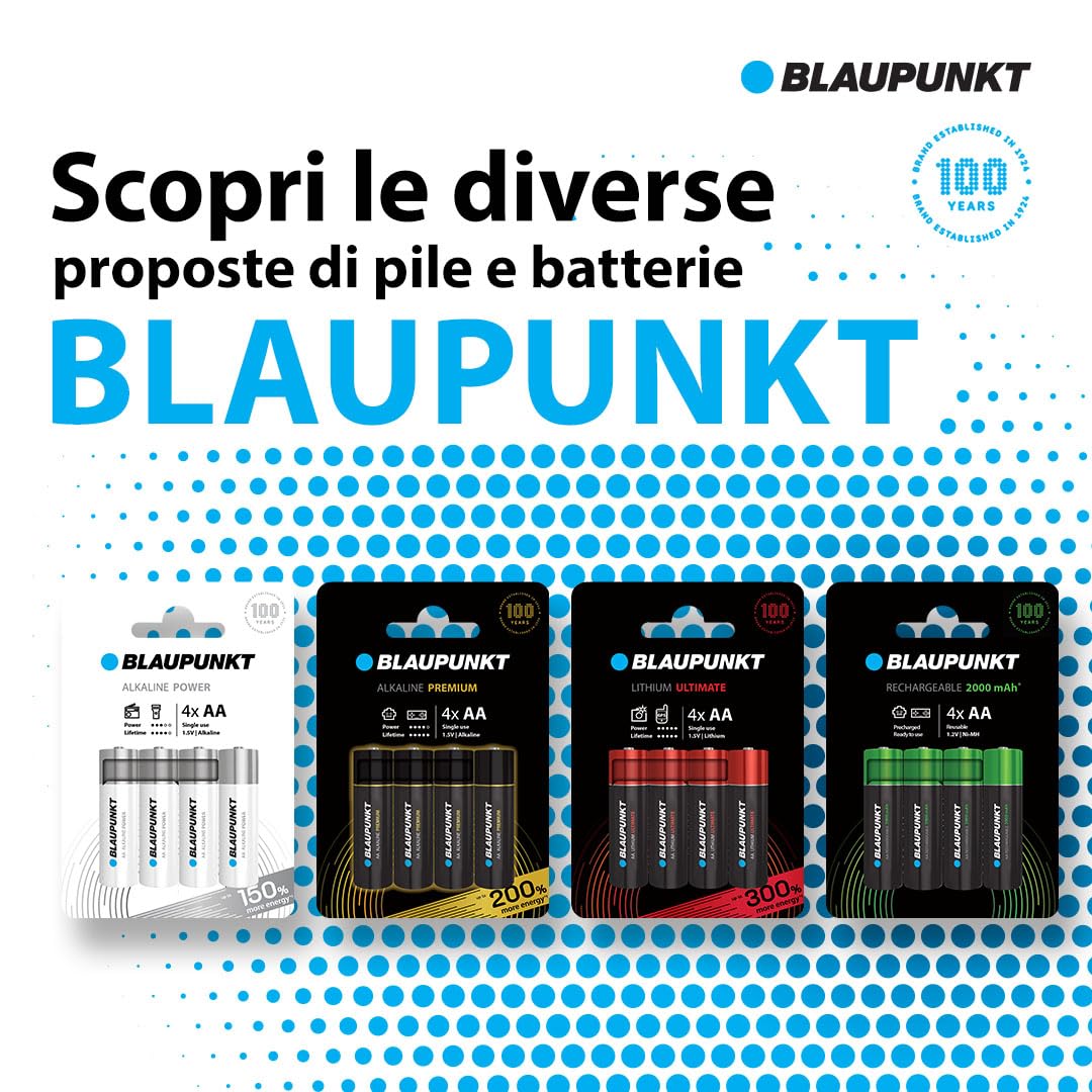 Caricabatterie Blaupunkt Per Pile AA/AAA - USB, 4 Pile Incluse 2000mAh | Tempo Ricarica 8-10h - Foto 7