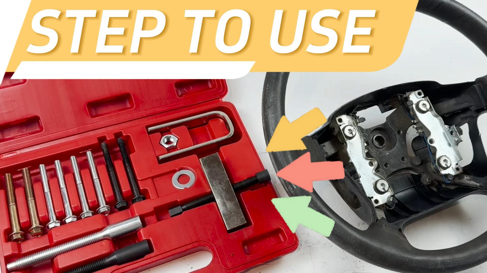 DASBET Steering Wheel Puller & Lock Plate Removal Tool Kit - Automotive Car Repair Tool Set With Multiple Cap Screws