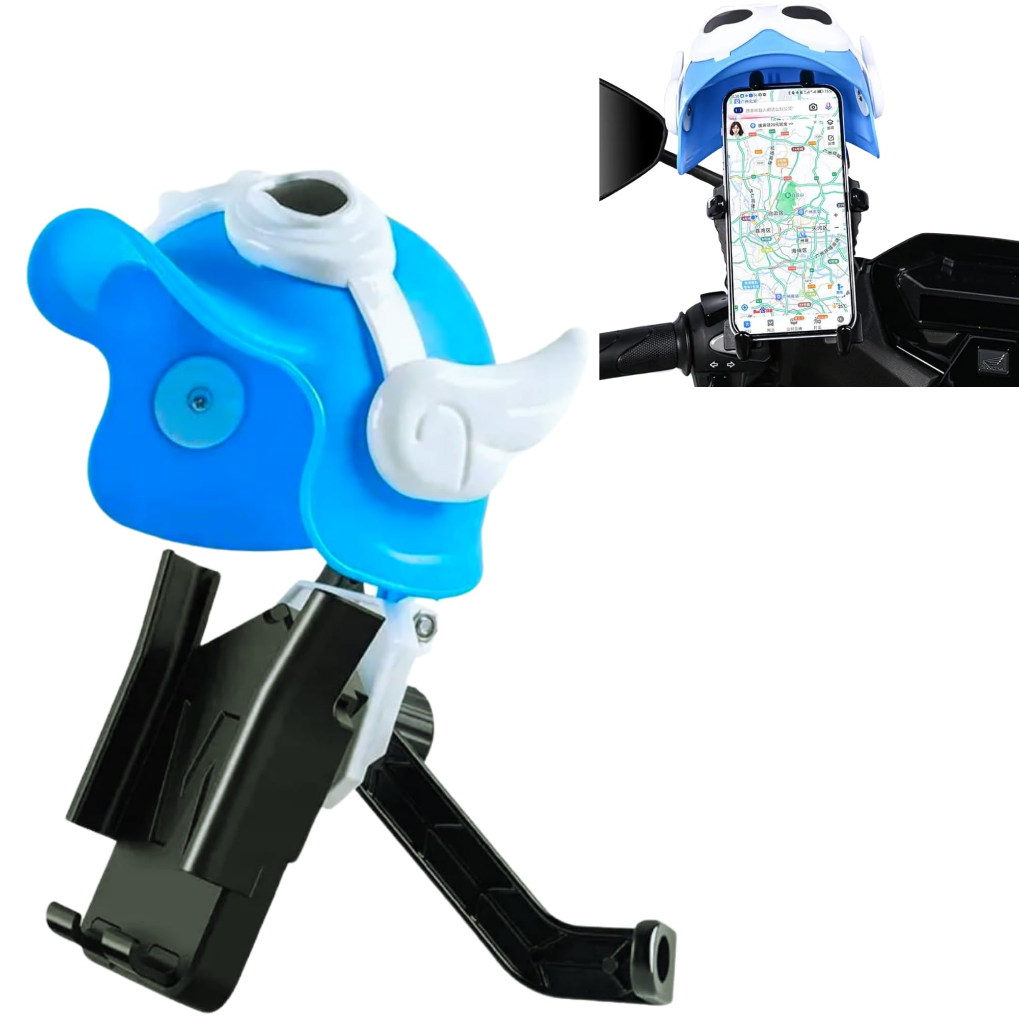 DETACHI Motorcycle & Cycle Phone Holder Helmets, Sun Visor Waterproof, Rain Protector for Mobile, Holder for Bicycle, Handlebar Mount, Compatible with Cell Phones-image-43