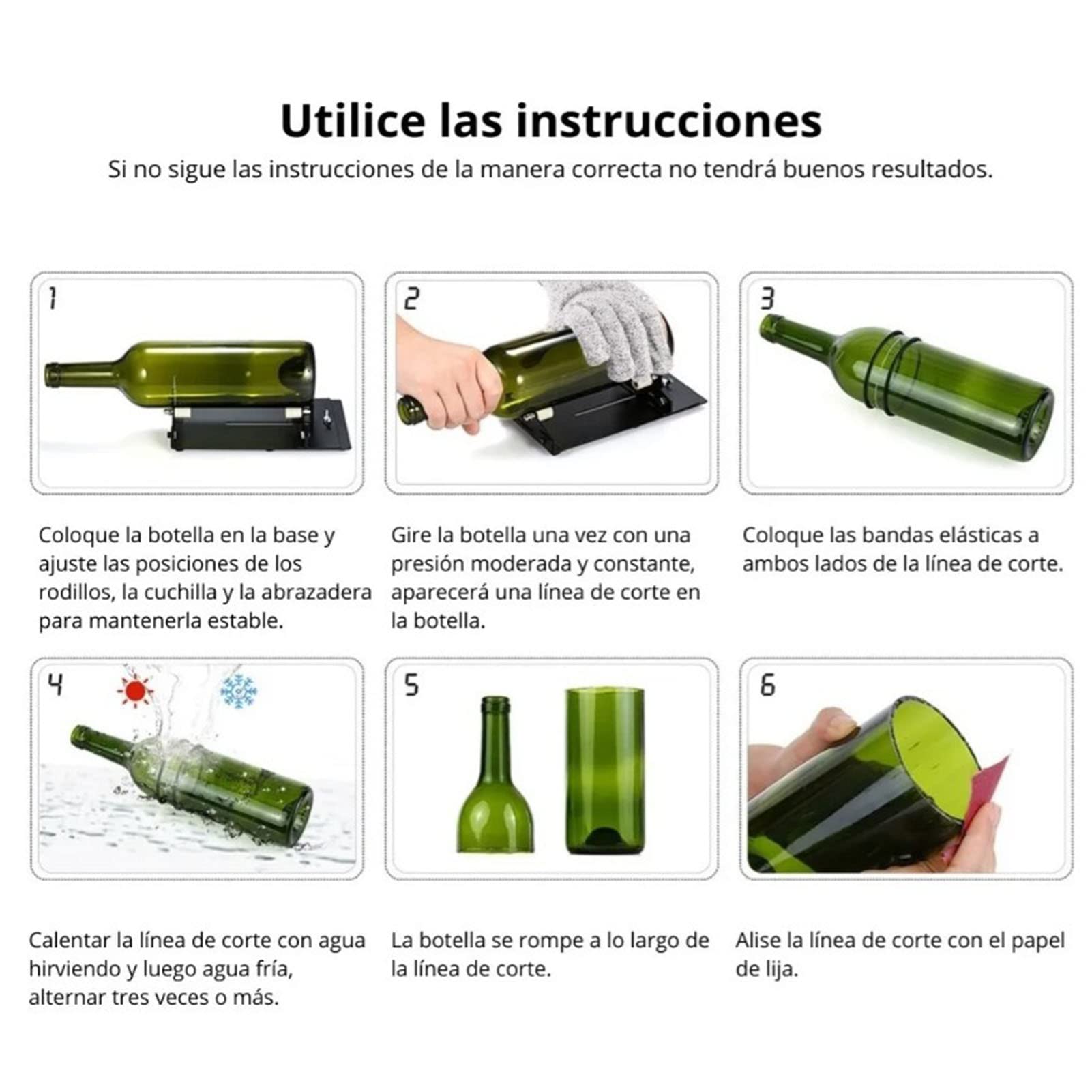Kit de Bricolaje para Cortar Botellas de Vidrio, Cortador de Botellas de Vidrio para Cortar Botellas Redondas y Cuadradas con Fijación Estable para Navidad,Cumpleaños y Acción de Gracias
