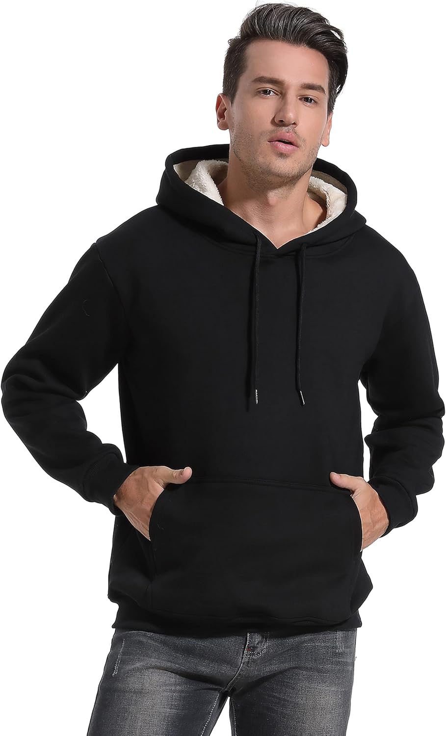 Kissonic Men's Fleece Hoodie Pullover Long Sleeve Sherpa Lined Warm Hooded Sweatshirt - Image 2