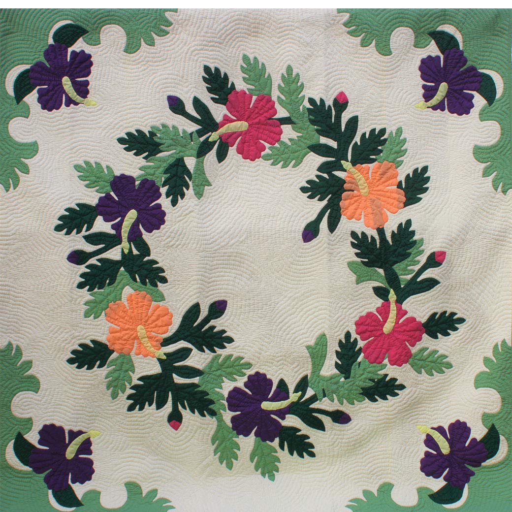 ハワイアンキルト　ハイビスカス　ハワイアン　マルチカバー　タペストリー Amazon｜ハワイアンキルト タペストリー ハイビスカスマルチカラー