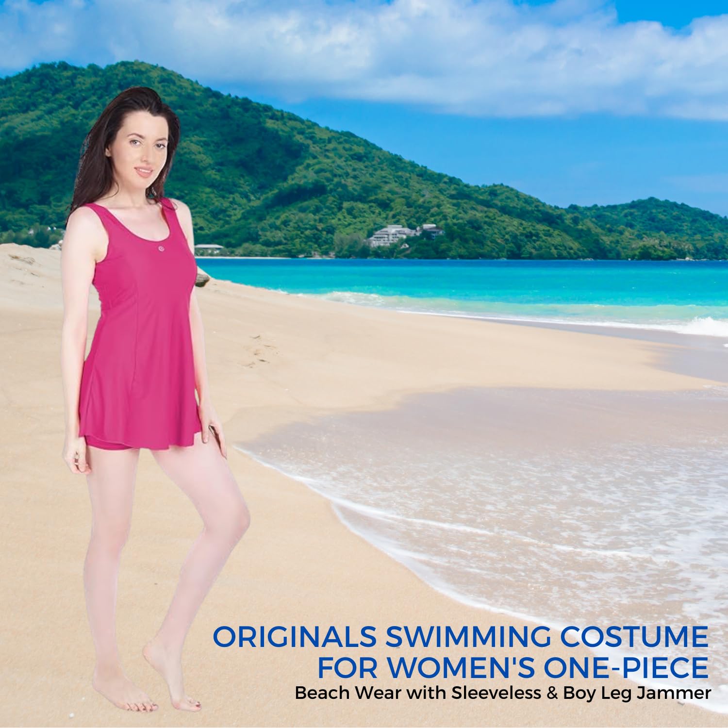 FILMAX® Originals Swimming Costume for Women's One-Piece Beach Wear Sleeveless with Boy Leg Jammer (Rani_3XL)