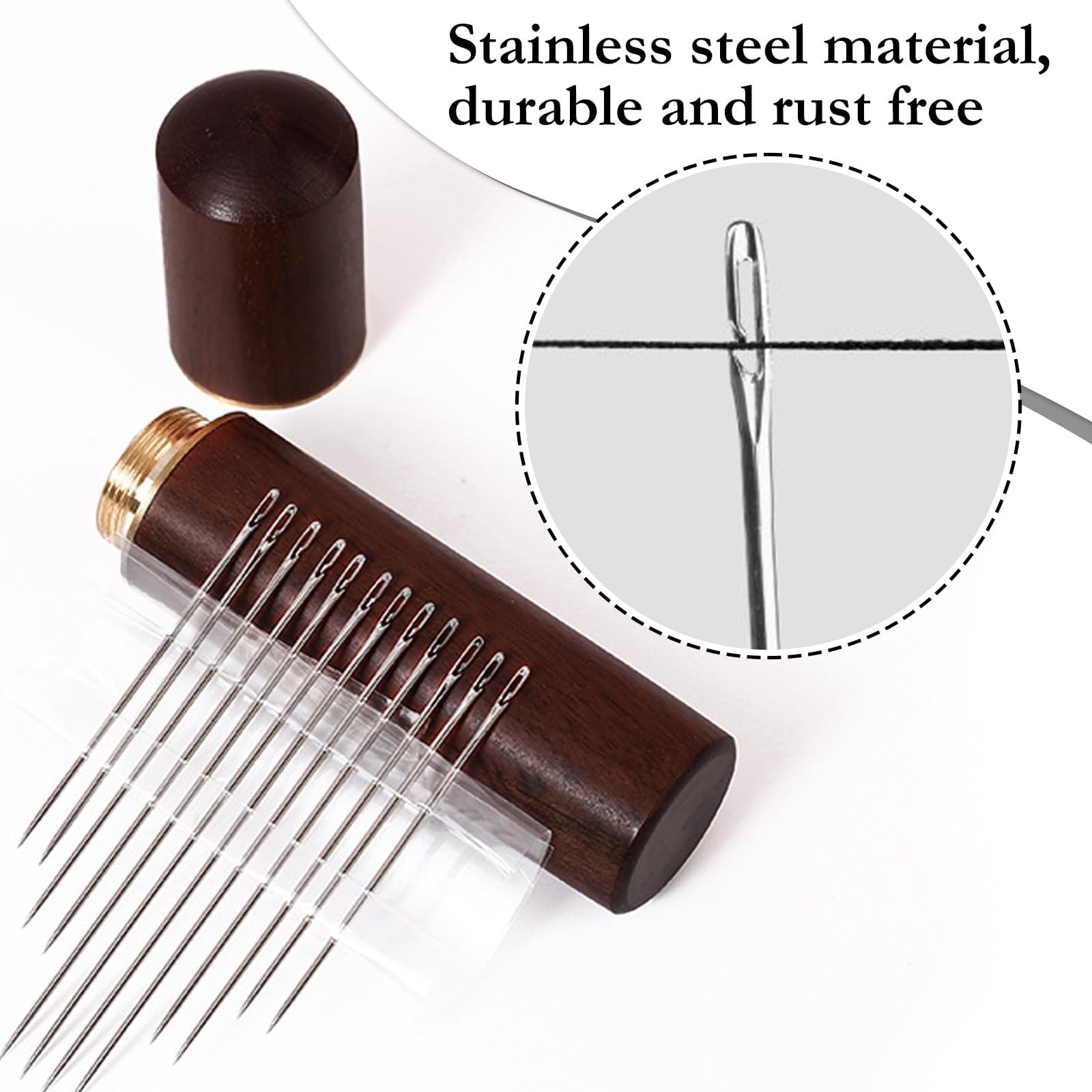 BendJoy ® 30 PCS Self-Threading Needle Sewing, Various Sizes Easy Self-Threading Quilting Needle, Punch Needle Set for Embroidery, Hand Sewing Needle Set for Stitching, Embroidery