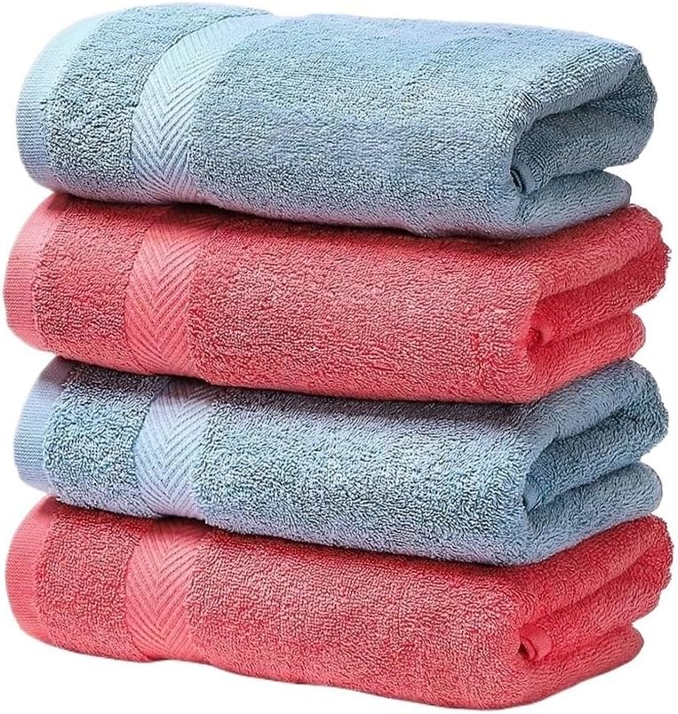Men's and Women's Cotton Bath Towel Set Suitable for Bathroom Spa, Soft and Colourfast Four Gifts