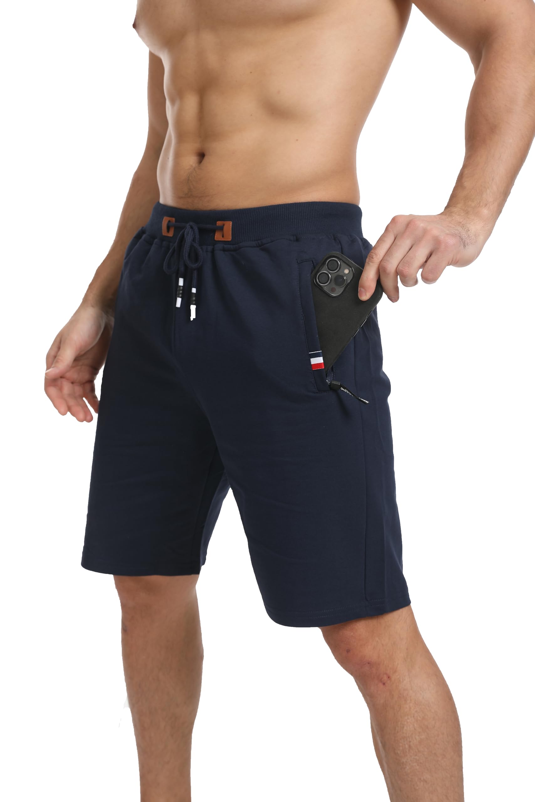 JustSun Short Sport Homme Running Coton avec Poches Zippées - 3