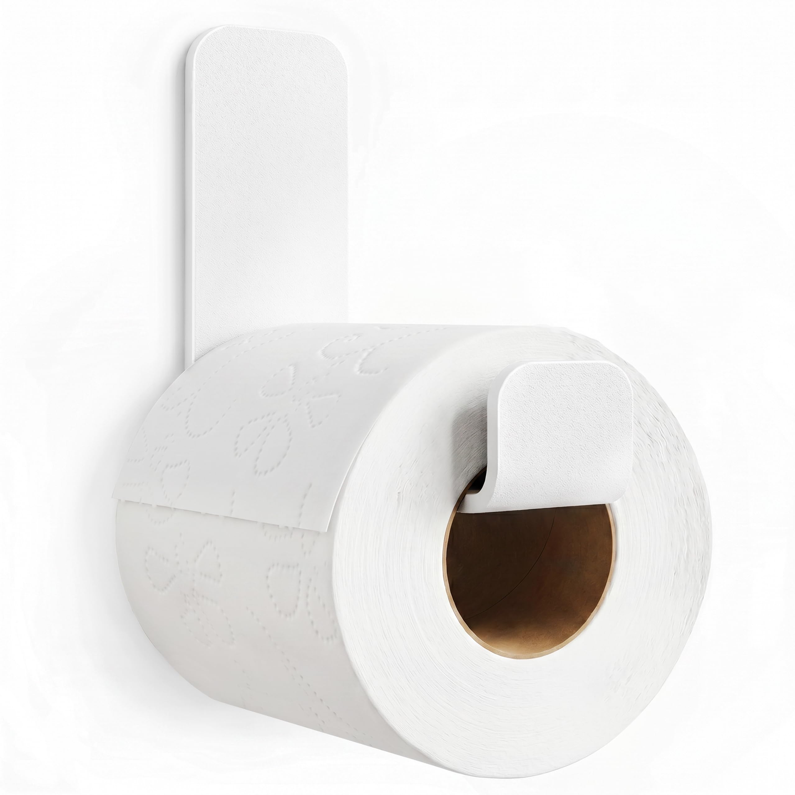 Porta Carta Igienica Adesivo | Portarotolo Carta Igienica Adesivo (Senza Foratura) | Accessori Bagno 2 in 1: Porta Asciugamani Bidet e Porta Rotolo Carta Igienica da Parete | Bianco Opaco