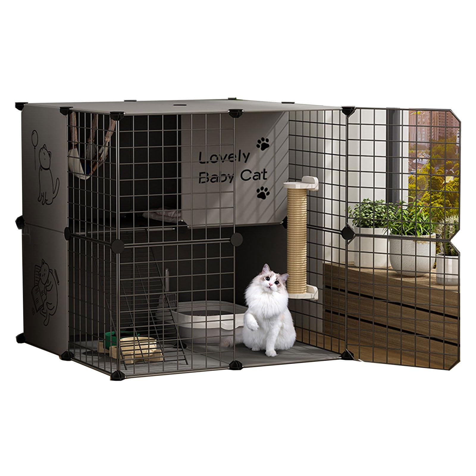 Enclos for Chat Extérieur Cage for Animal de Compagnie Parc Amovible Extra Large for Chat, Maison for Chats Extérieur/Intérieur Facile À Nettoyer, 3 Couleurs