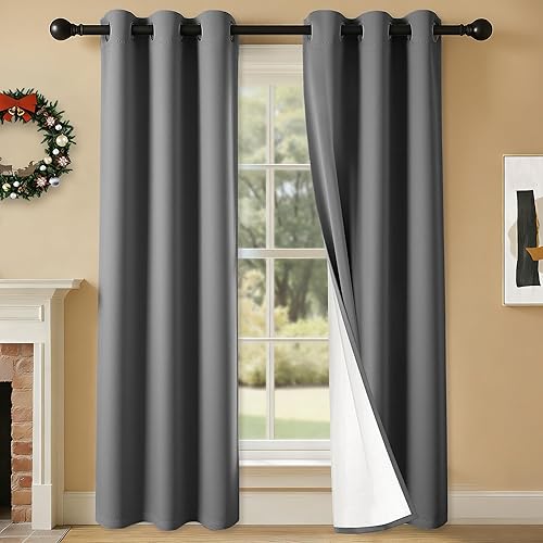 Miniatura 23 de Cortinas 100% opacas de 84 pulgadas de largo para dormitorio, sala de estar, cortinas de oscurecimiento de habitación con aislamiento térmico con