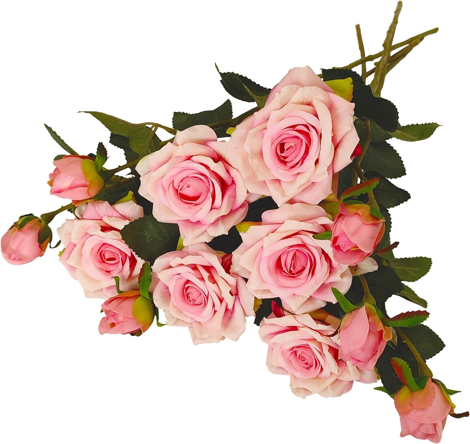 ATFL Fake Pink Roses Flowers, 6 Pcs Faux Silk Real Touch Moisturizing Artificial Pink Rose Flowers for Decoration DIY, Wedding Party, Home Office Decoration and Dining Table Centerpiece (6, Pink) - Image 6
