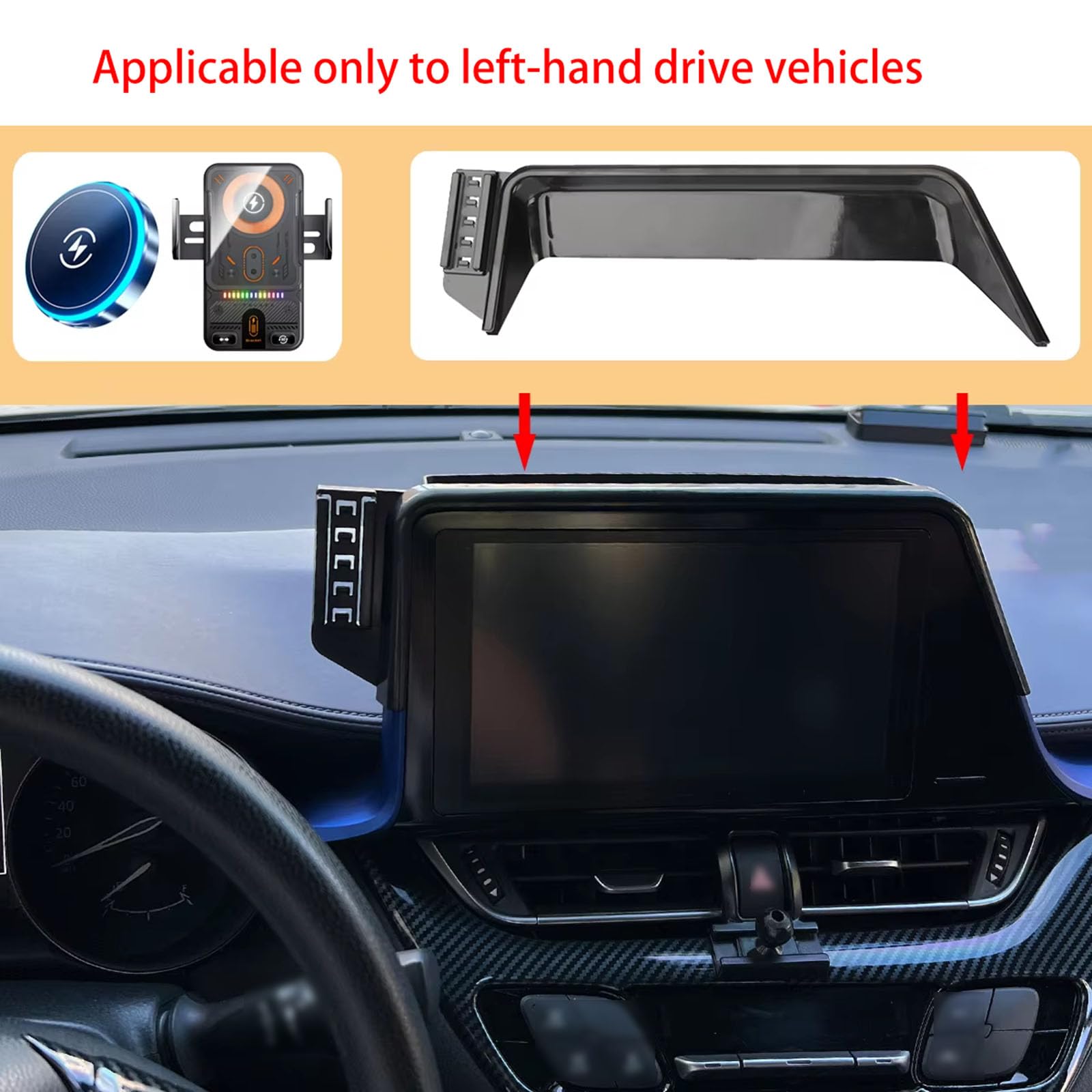 Soporte Móvil Coche para Toyota CHR 2018-2022, LHD Soporte para teléfono de Coche