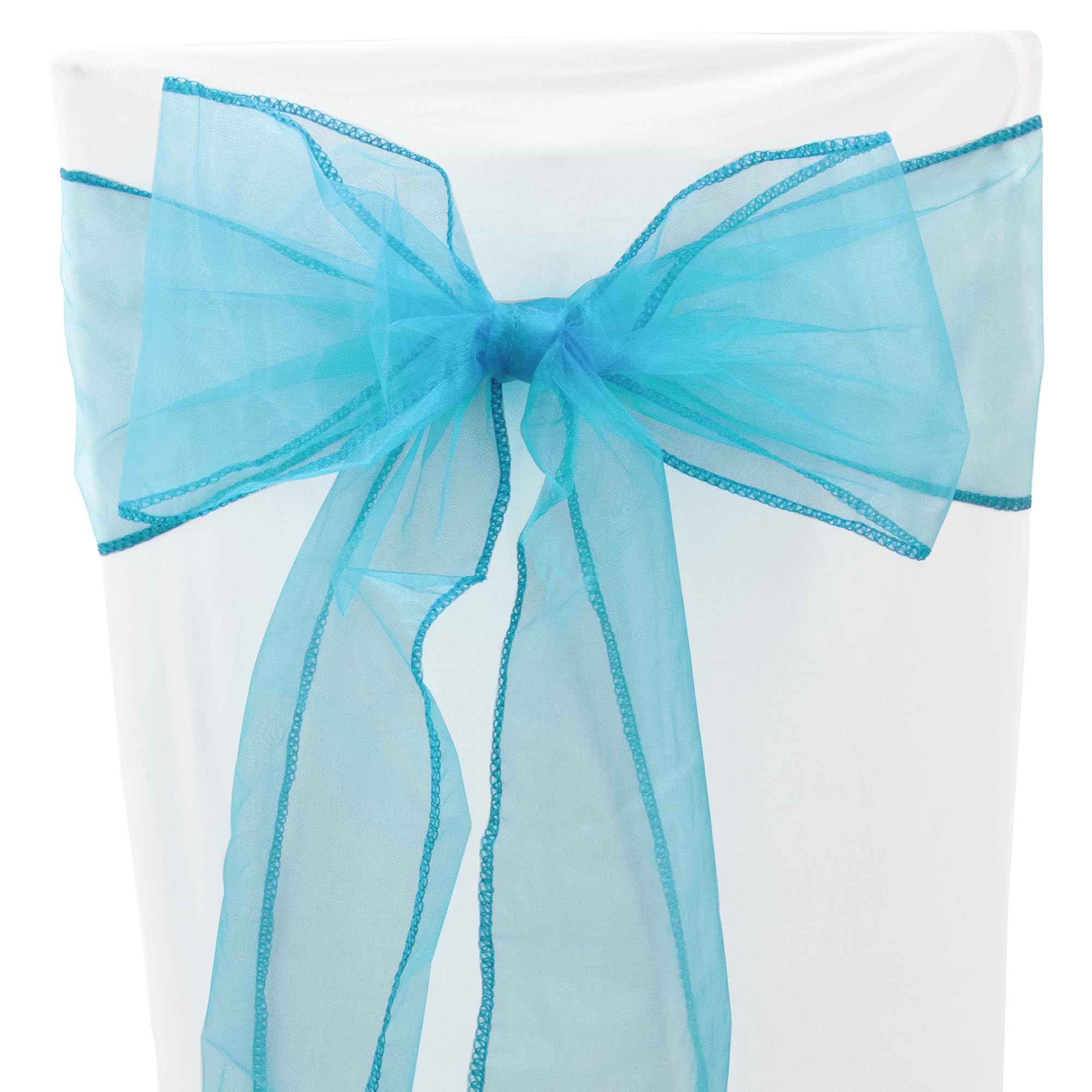 Time to Sparkle 60PCS 17x280cm Organza Chair Sashes Wider Fuller Cover Party Decoration Bow Sashes for Wedding -Aquamarine