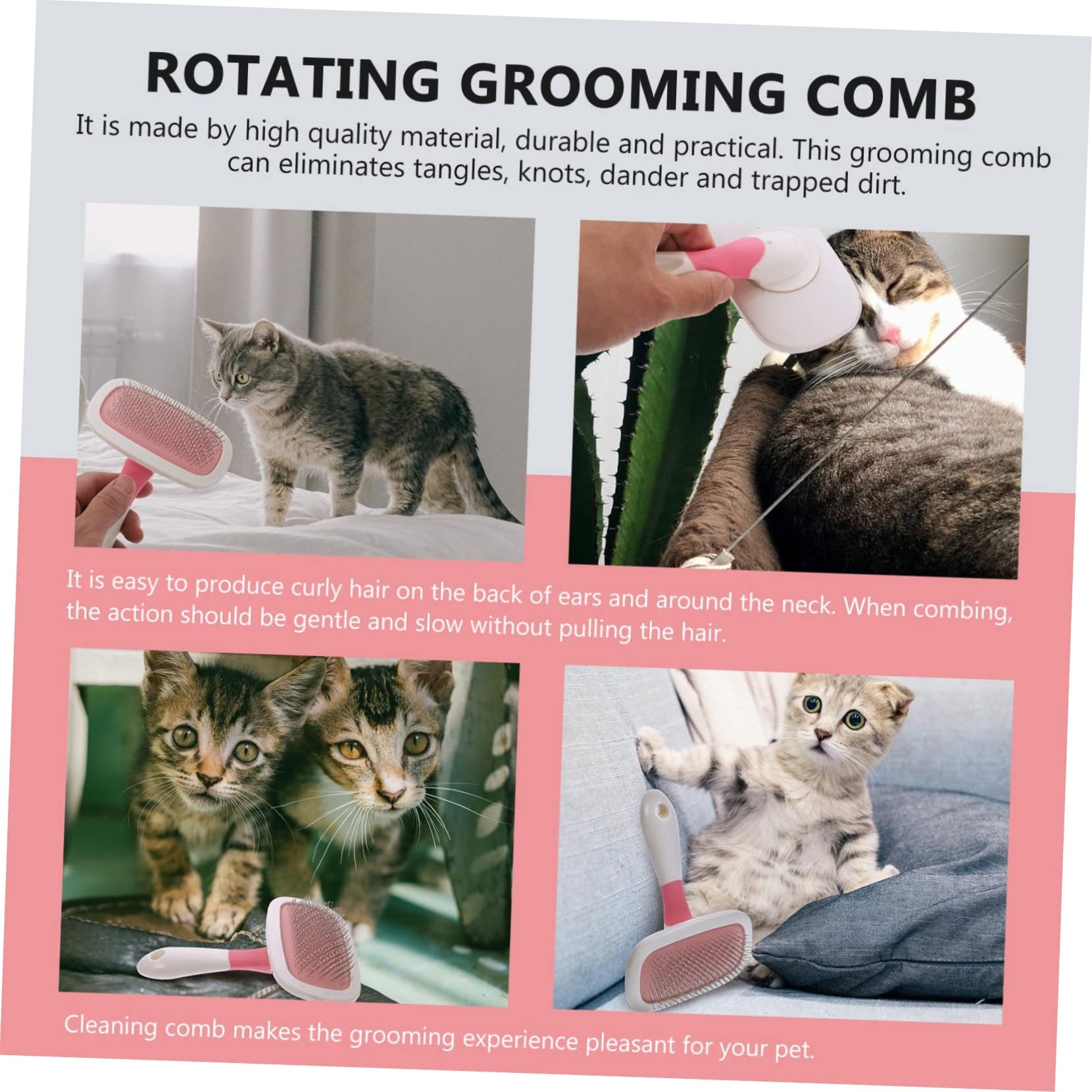 BESPORTBLE 3piezas Peine De Masaje Para Cepillo Deshedding Cepillo De Limpieza Para Gatos y Mango Ergonómico y Cómodo Para Baños y Cuidado Del Pelaje