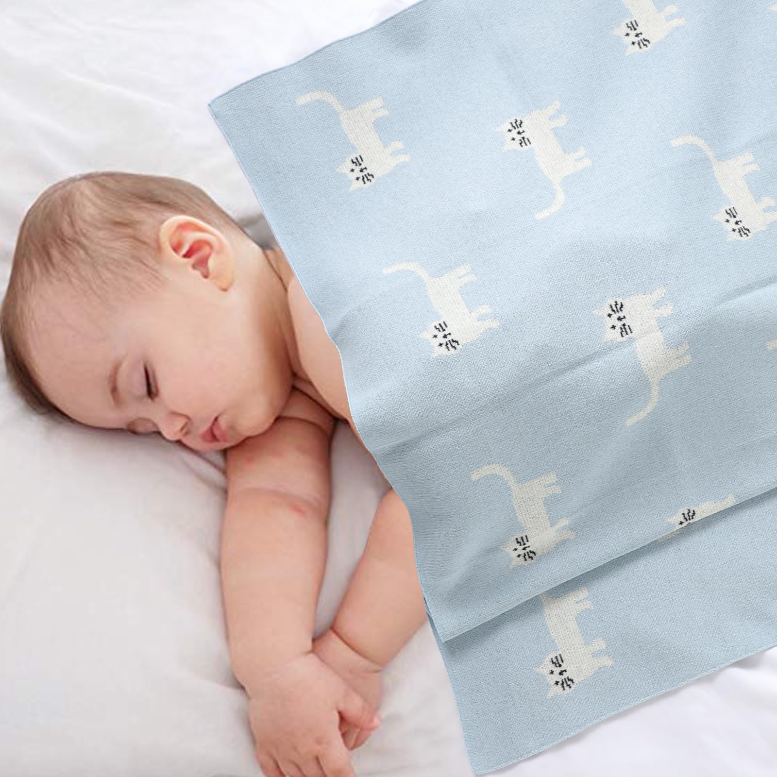 Hadetoto Baby Blanket for Newborn Soft Cozy Knitted Cotton Blankets Baby Essentials Gifts for Newborn Girl Boy 100 x 80cm - Image 2