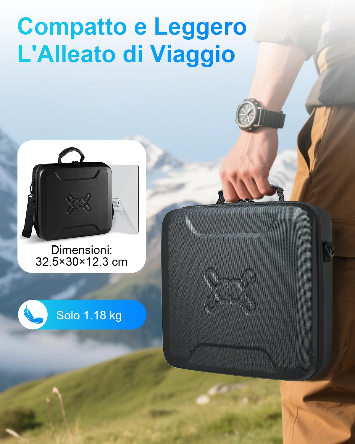 Mwin Starlink Mini Case Custodia Leggera da Viaggio in EVA Resistente Agli Spruzzi e Agli Urti con Tracolla, Borsa Rigida Portatile Nera