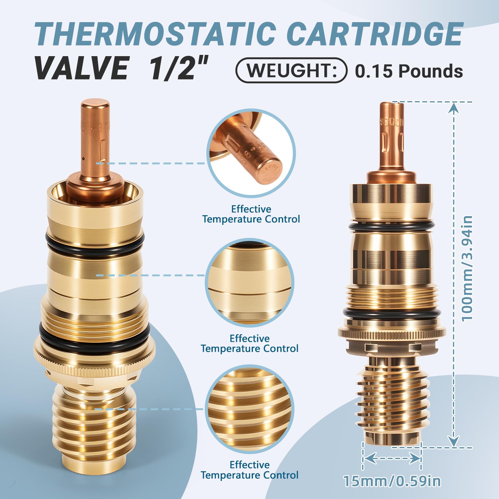 47050000 Thermoelement Kartusche passend für Grohe Duschkartusche – Ersatz für Universal 1/2 Zoll Thermostat-Kartuschenventil
