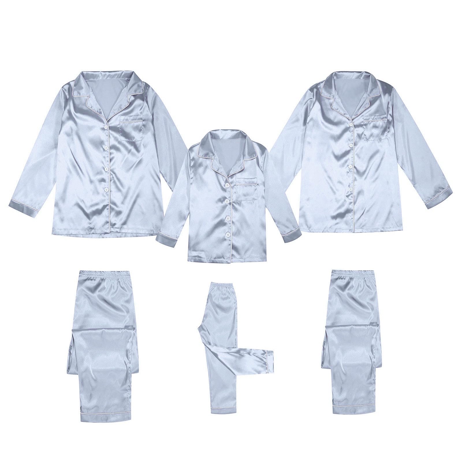 Generisch Weihnachts Familien Outfit Set, passendes seidiges Satin Kleidung für Damen, Herren, Paare und Erwachsene