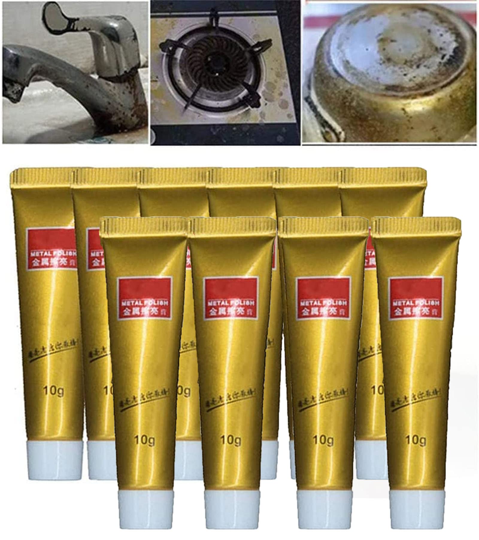 Yanobia 2022 New All Metal Polish Cream,Ultimate Metal Polish Cream Stainless Steel Cleaner Rust Remover (10Pcs)