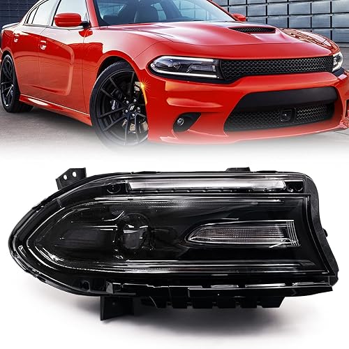 Miniatura 8 de FIONE - For Dodge Charger Headlights Assembly 2015 2016 2017 2018 Halogen Model Headlamp with LED DRL  Turn Signal Lights Passenger Right Side