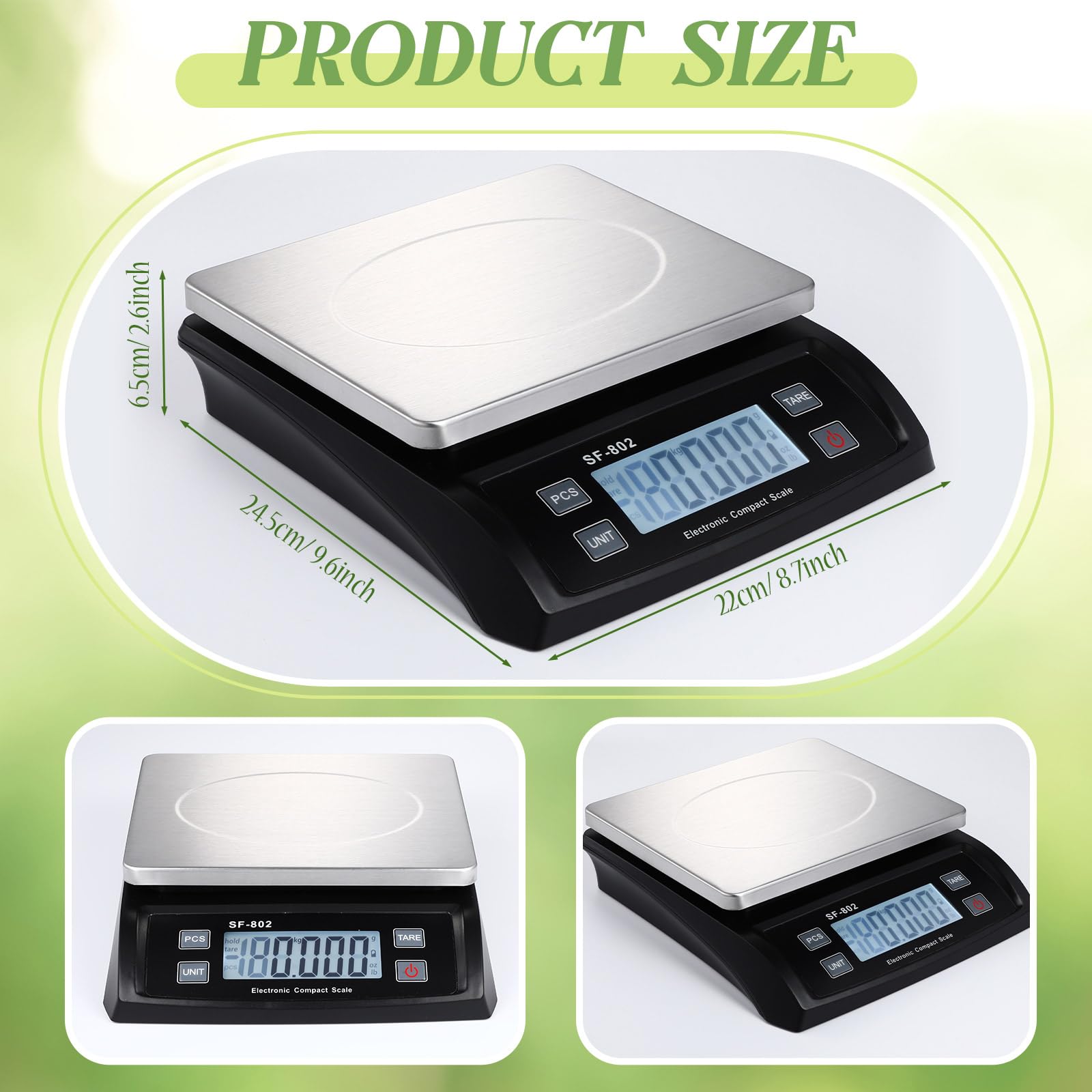 Copkim Báscula digital grande de cocina de 66 libras, 30 kg, báscula comercial de alimentos de acero inoxidable con pantalla LCD, dispositivos de pesaje comerciales para hornear y cocinar (negro)