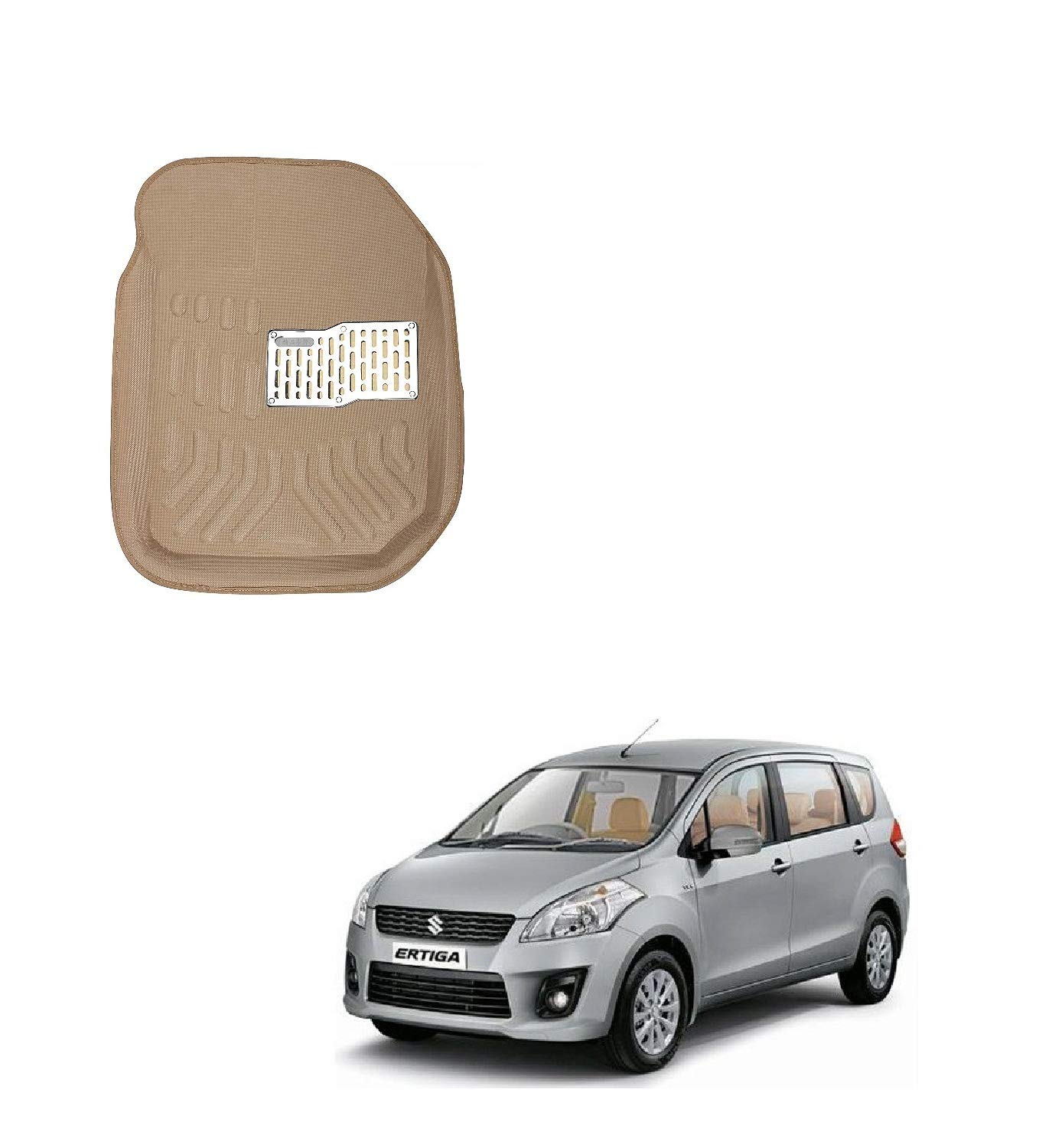 Caro Manic 3D/4D Car Floor Mats for Ertiga Model (Biege, Pack of 5)