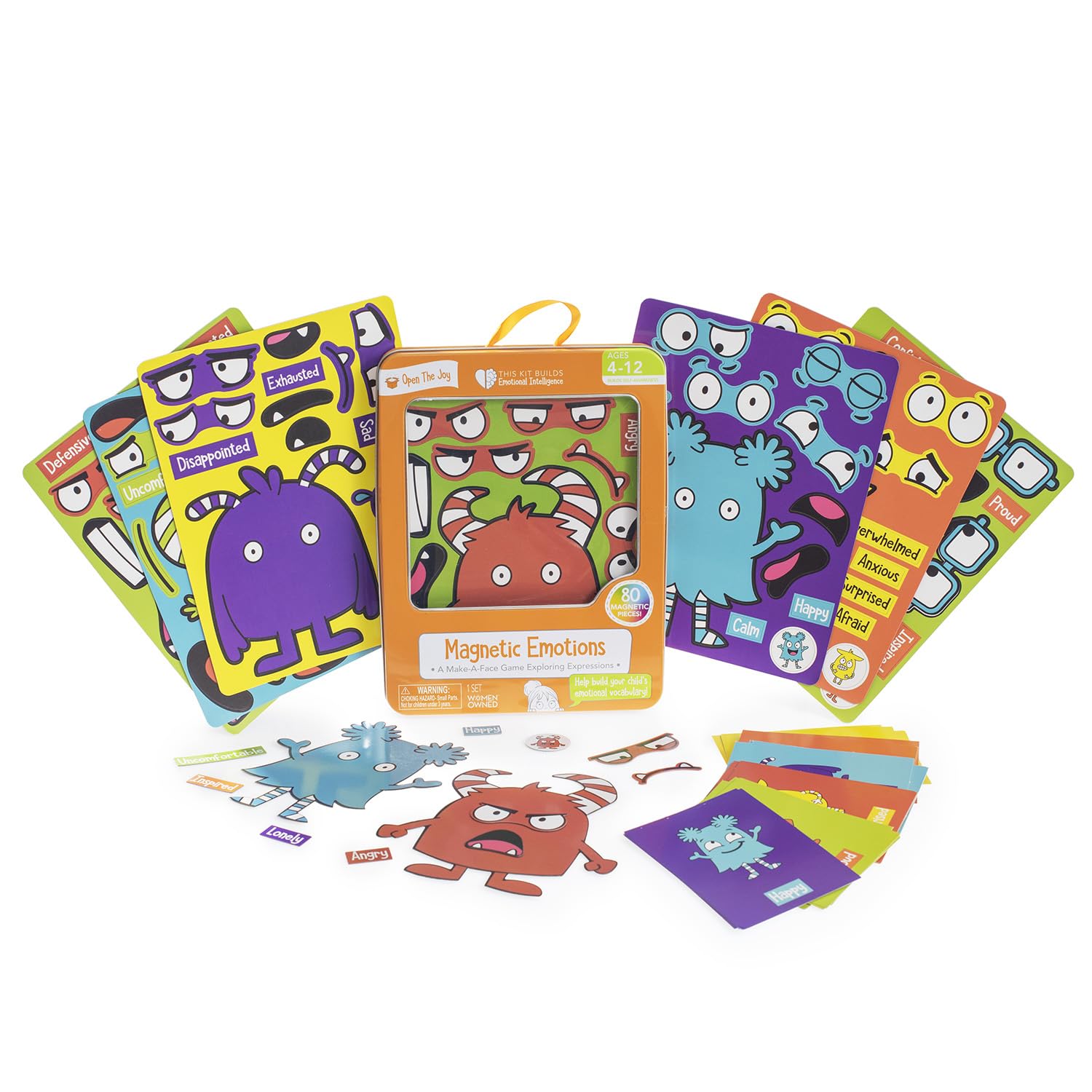 Open The Joy's Magnetic Emotions Playset: Explore, Learn, and Express Feelings with Mix and Match Magnetic Characters and Expressive Faces - Ages 4 and Up