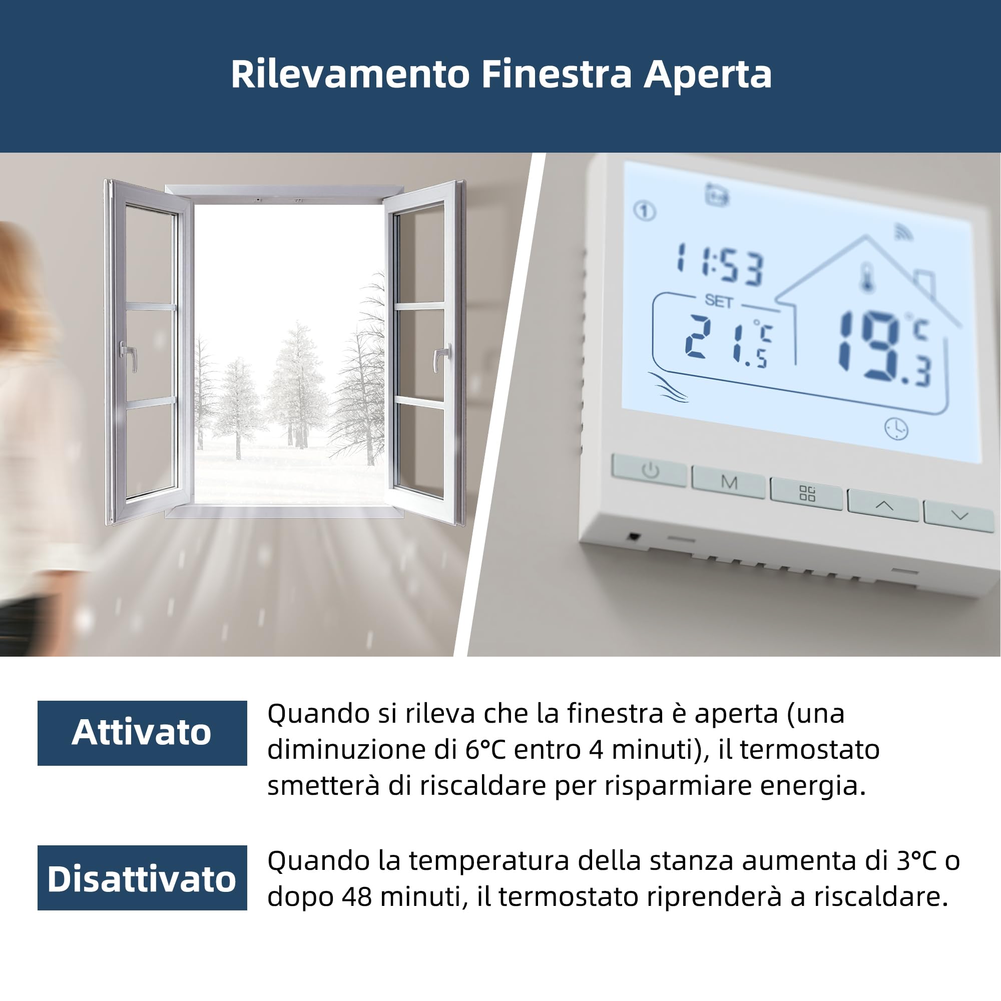 BEOK Termostato wifi per Caldaia,Termostato ambiente tuya Smart digitale Programmabile settimanale,Termostato intelligente con Alxa controllo vocale.cronotermostato wifi domestica .3A TOL47WIFI