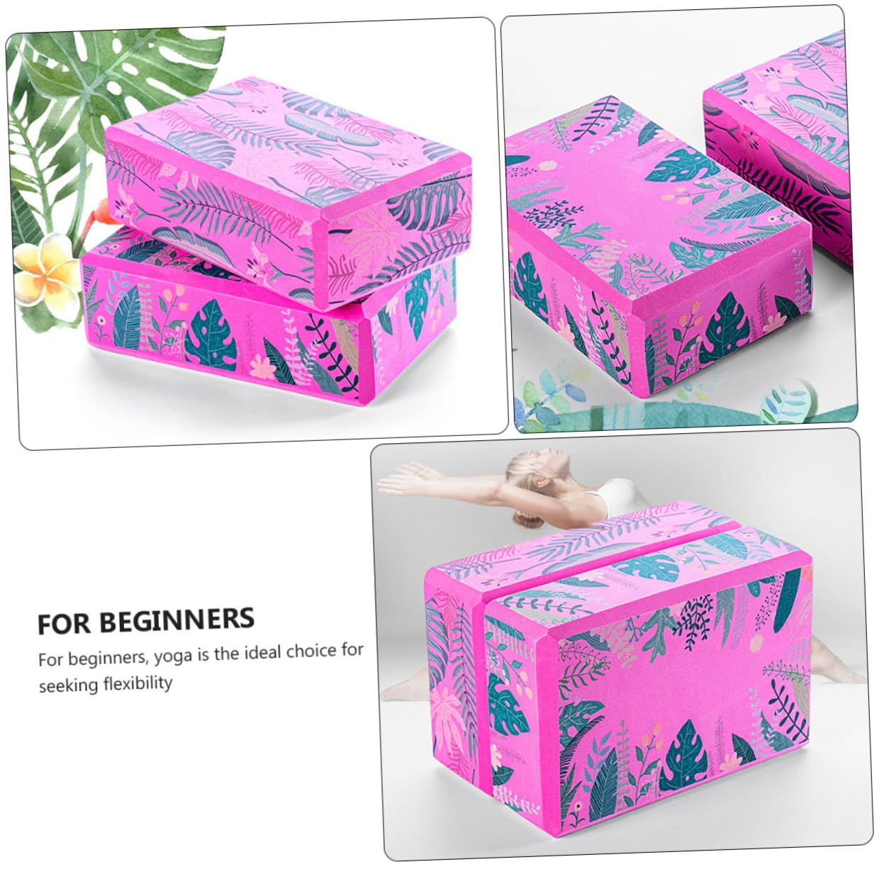 Healifty Bloques de Yoga Antideslizantes de Alta Densidad 2 Piezas Accesorios para Fitness y Pilates Soporte para Estiramientos y Ejercicios de Equilibrio Color Rosa