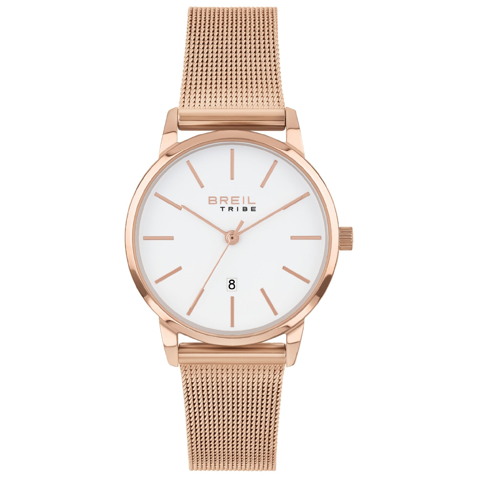 Breil Ladys' Avery Watch Collection Mono-Colour White dial 3 Hands Quartz Movement and IP Coloured Stainless Steel MESH EW0515