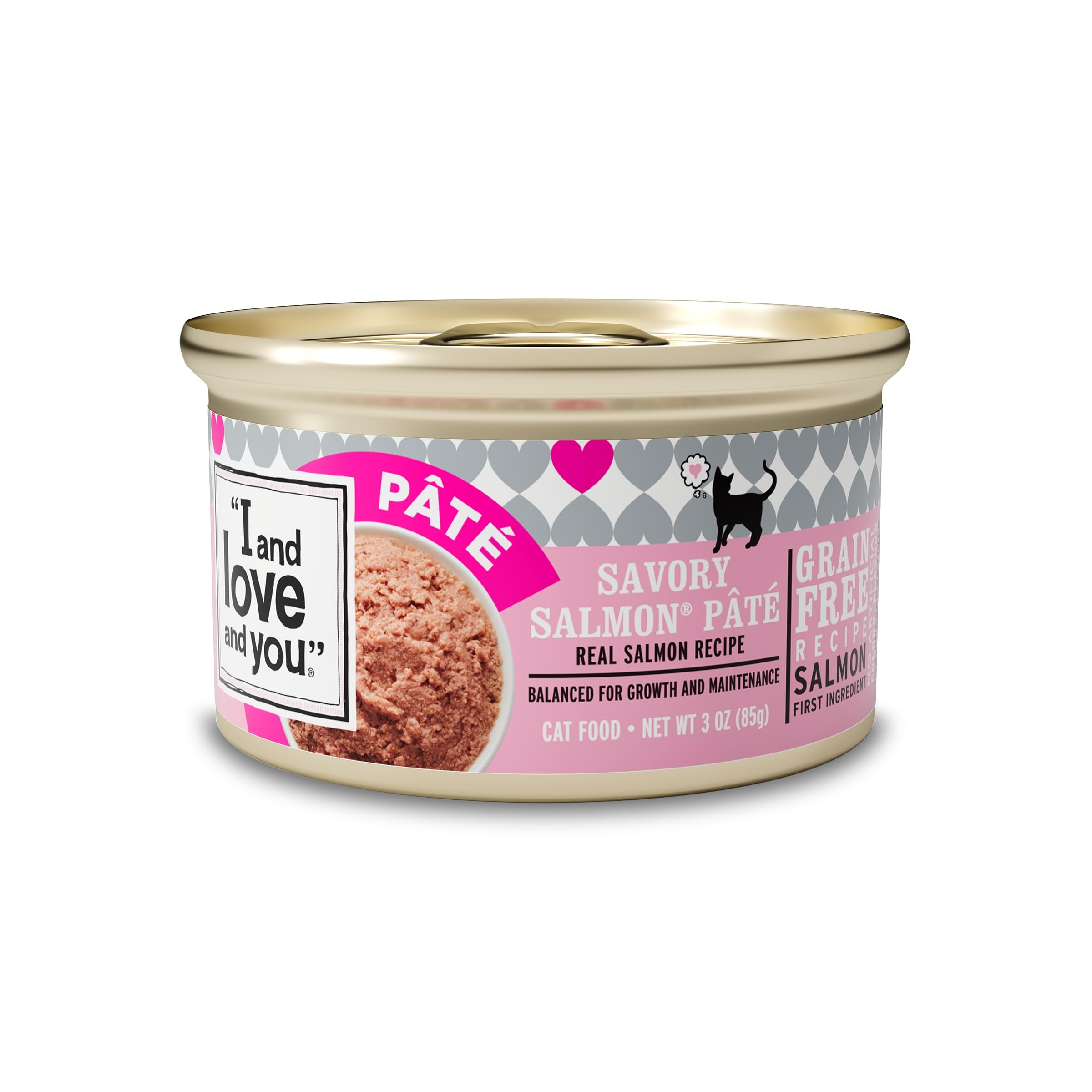 I and love and you Wet Cat Food - Savory Salmon Pâté - Salmon Recipe, Grain Free, Filler Free, 3oz Pack of 24 Cans