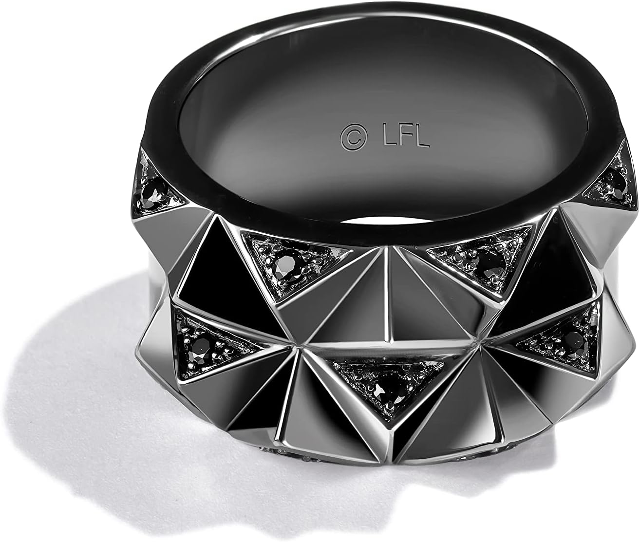 Jewelili Star Wars™ Fine Jewelry Dark Armor Women's Ring Black Diamond Accent Silver with Black Rhodium