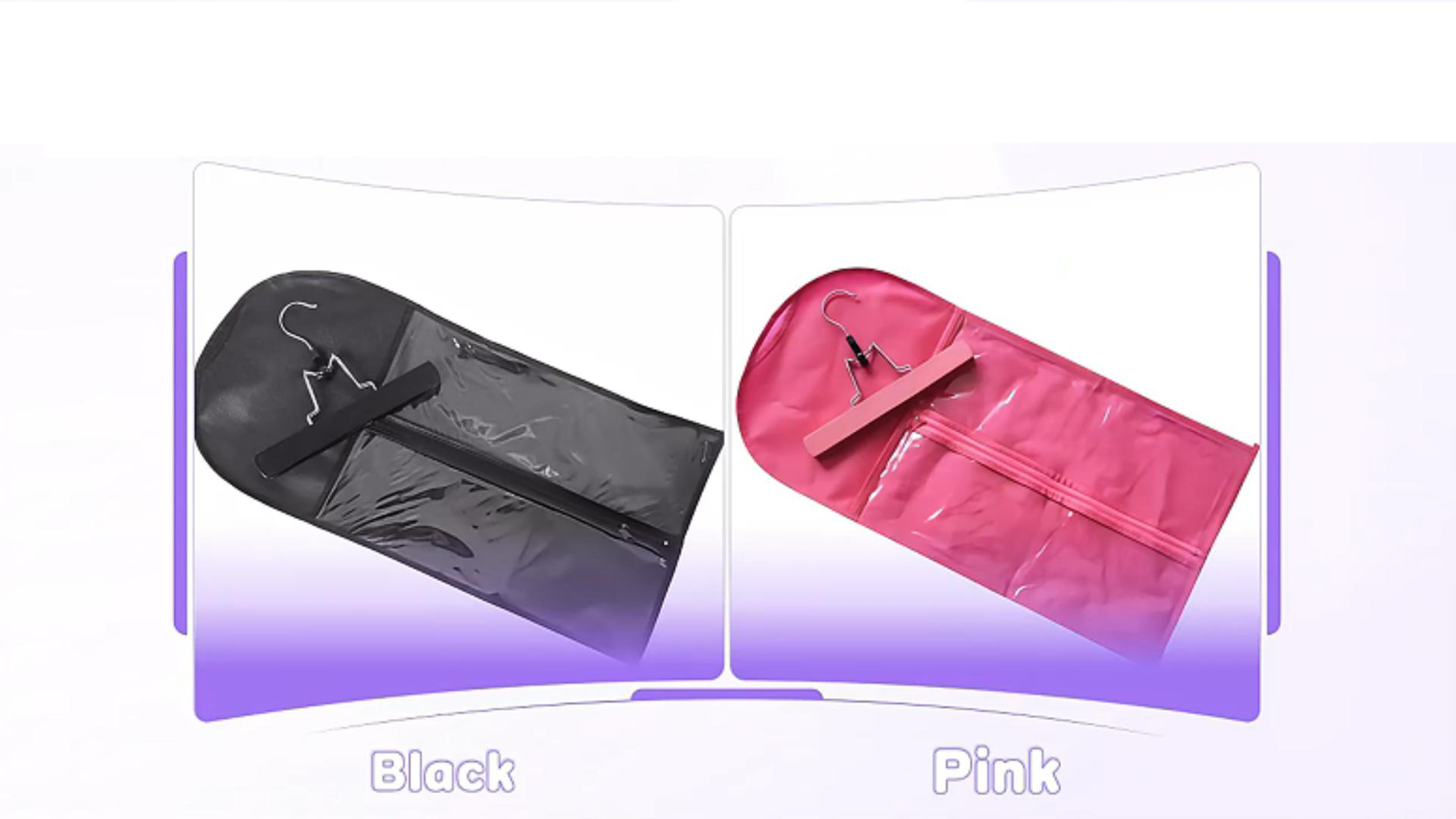Perücken Aufbewahrungstasche Mit Holz-Kleiderbügel – Staubschutz Für Haarverlängerungen (Rosa)