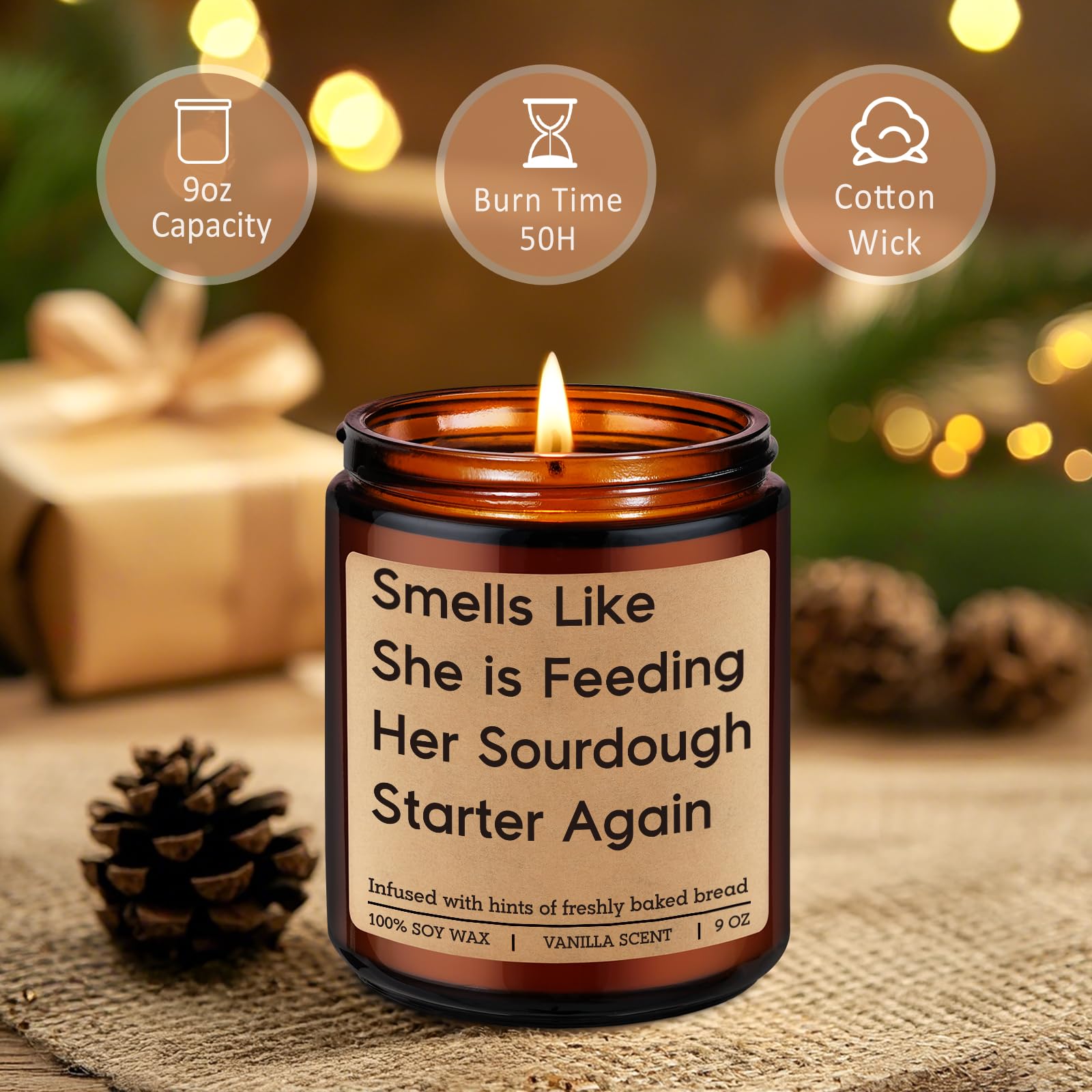 Miracu Candle, Baking Gifts for Sourdough Bakers, Sourdough Gifts for Women, Starter, Sour Dough Bread Making Present for Bread Baker Lover, Funny Mothers Day Birthday Idea for Friend Sister Wife Her