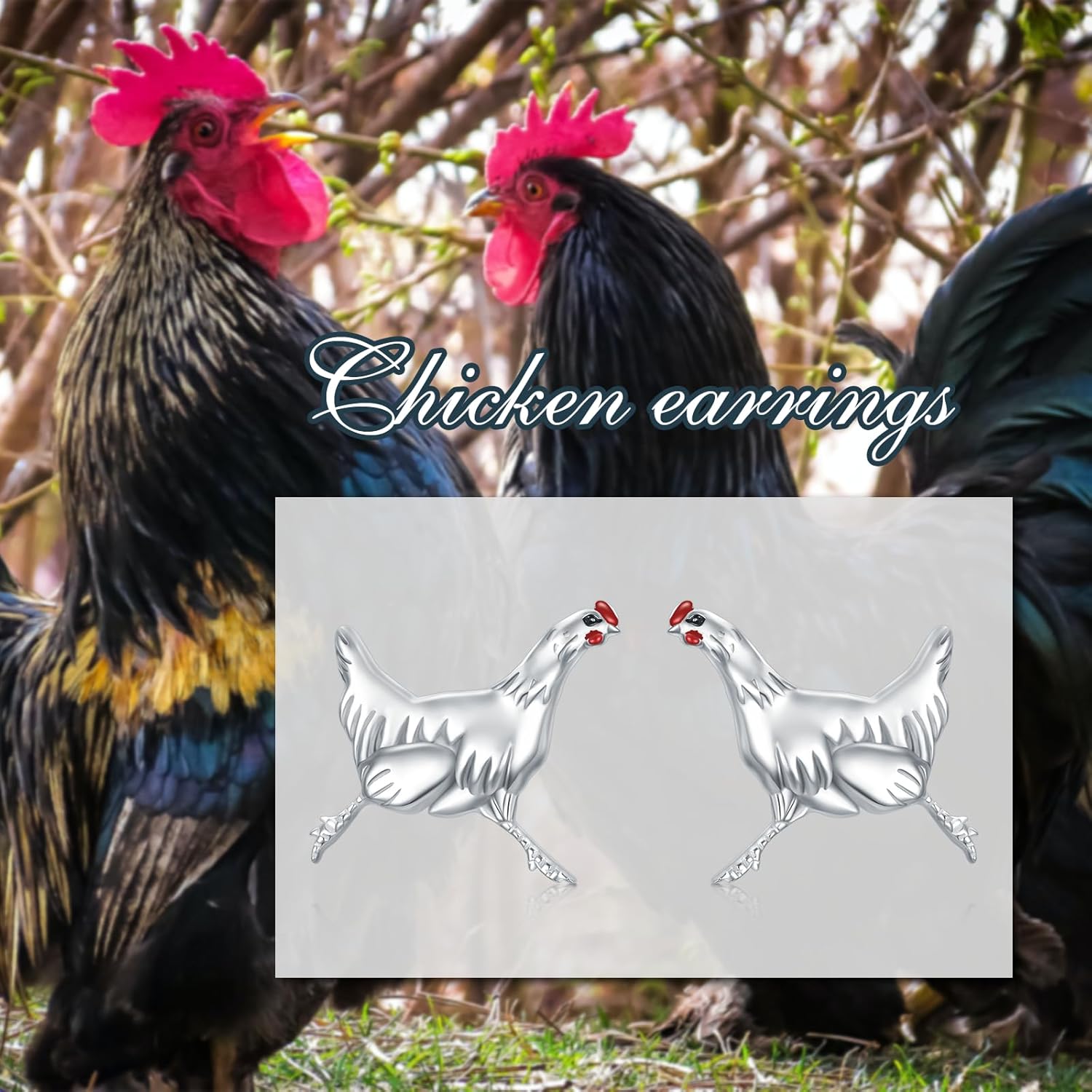 VONALA Sterling Silver Cat / Cow / Pig / Bunny / Squirrel / Giraffe / Highland Cow / Lion / Chicken / Ladybug / Star / Moon Stud Earrings for Women Cute Animal Post Earrings Hypoallergenic Animal Jewelry Gift for Teens Girls