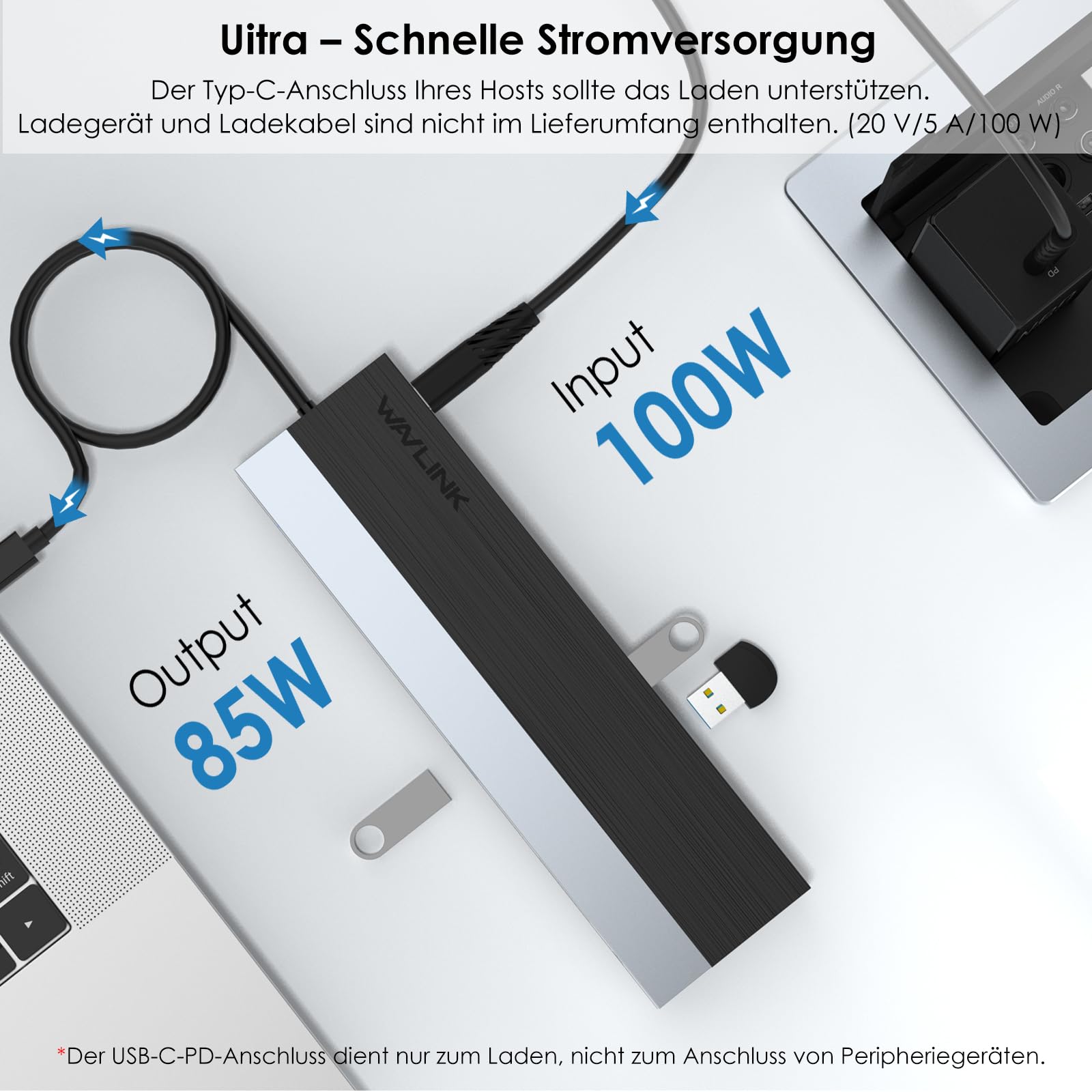 WAVLINK USB C Docking Station 3 Monitore, Docking Station mit Dual HDMI, DP, 100W PD, USB3.0&2.0, RJ45, SD/TF Slots, Audio/Mikrofon, kompatibel nur mit Windows Computer