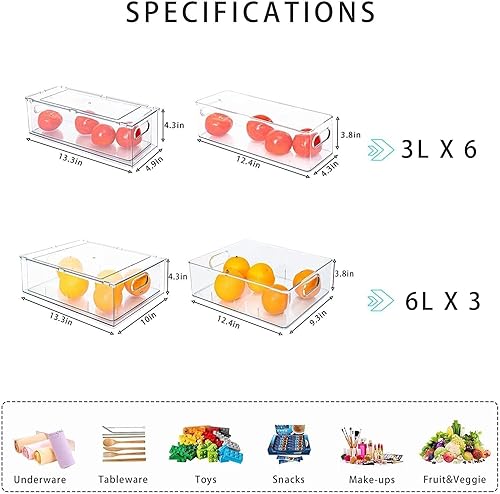 Miniatura 3 de MineSign - Paquete de 9 contenedores organizadores de refrigerador apilables, cajones extraíbles para almacenamiento de frutas y verduras,