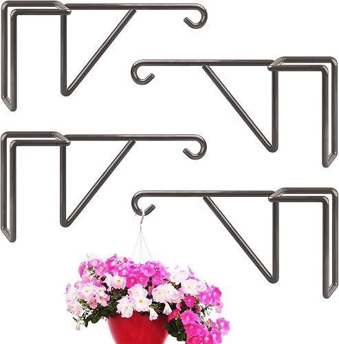 Gicare Paquete de 4 ganchos de vinilo para cerca, resistentes y duraderos para exteriores, ganchos para colgar plantas, cestas de flores, comederos