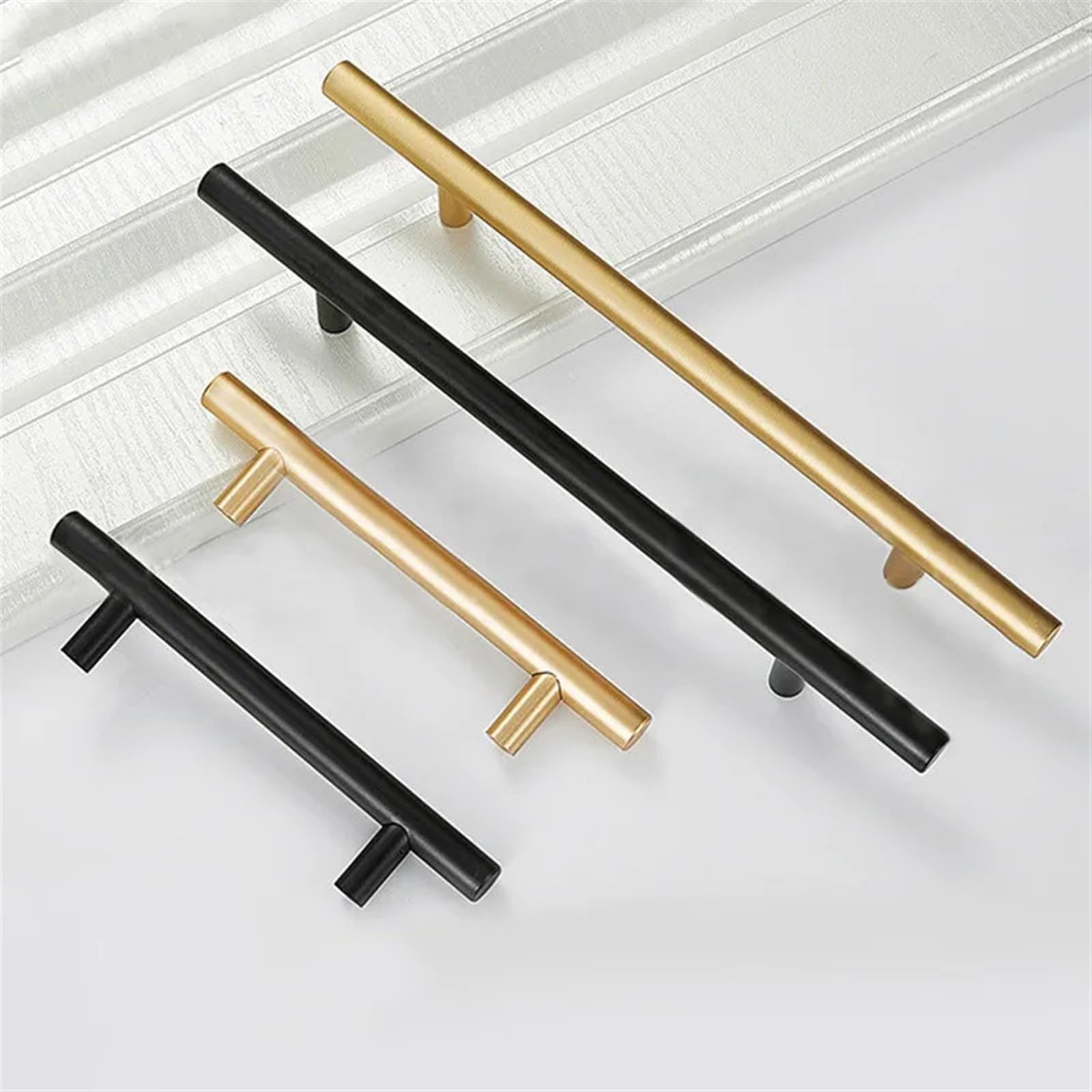 Traction d'armoire 1 pièces en acier brossé or noir pour meuble suspendu