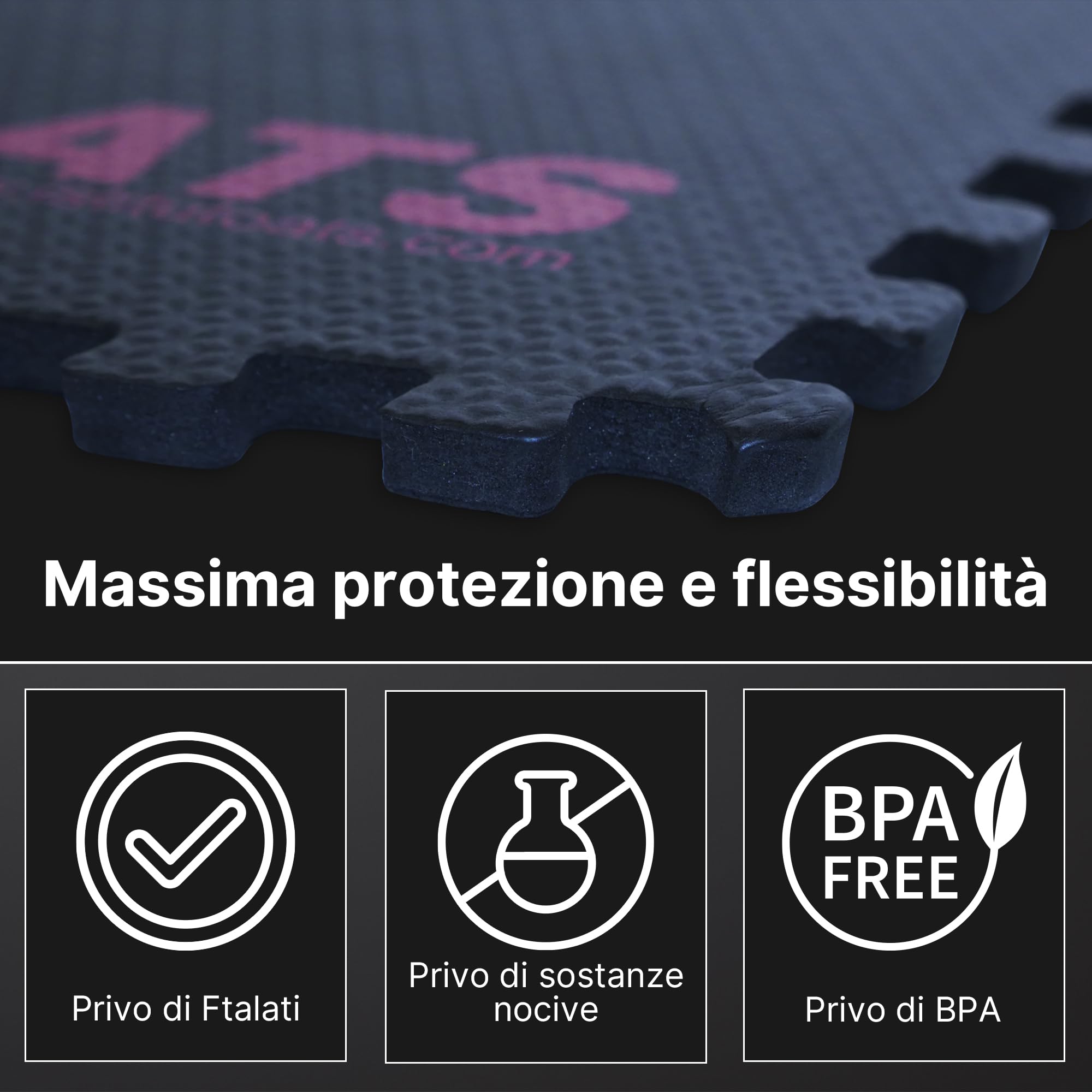 Tappeto Puzzle Palestra 5,06 m² - 25 Pezzi 45cm (13 Neri, 12 Rossi), Spessore 8 mm - Tappeto Gomma Antiscivolo per Home Gym, Area gioco Bambini, Allenamento Casa, Salvapavimento