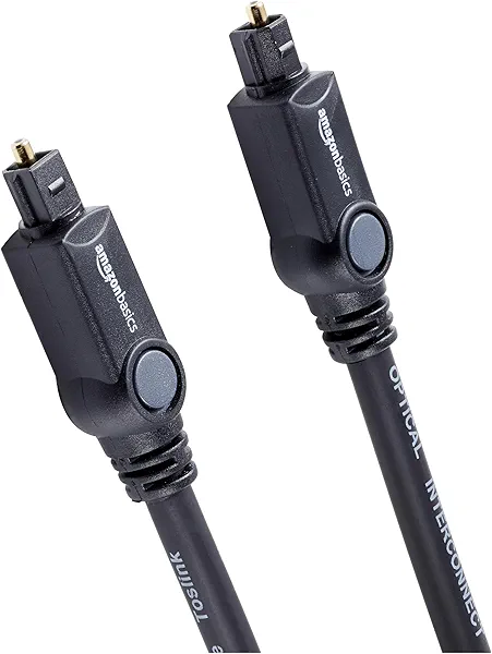 Amazon Basics Toslink Digital Optical Audio Cable, Multi-Channel, for Audio System, Sound Bar, Home Theatre, Gold-Plated Connectors, 3.3 Feet, Black